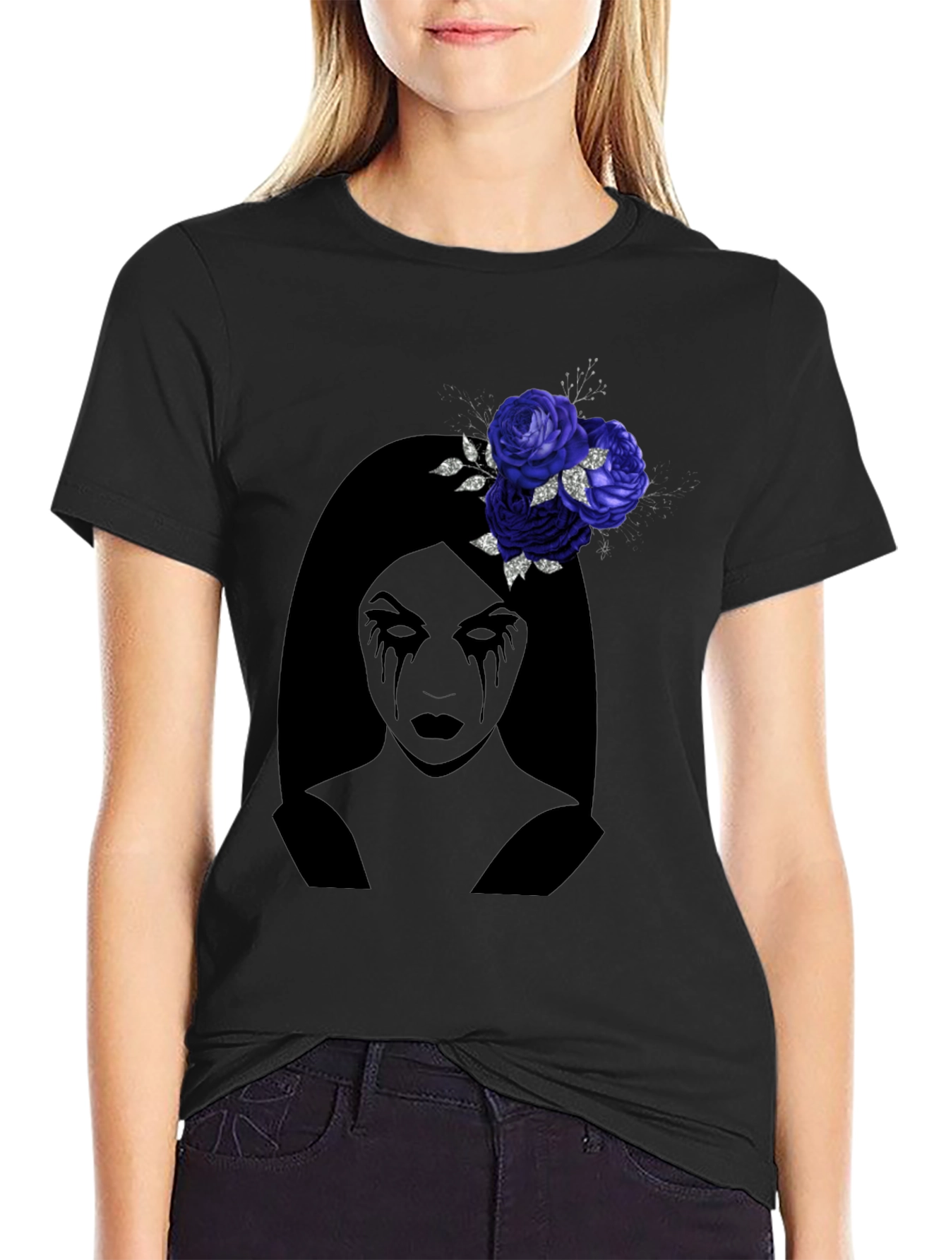 Gothic Rose Black T-Shirt - Dark Glamour Style