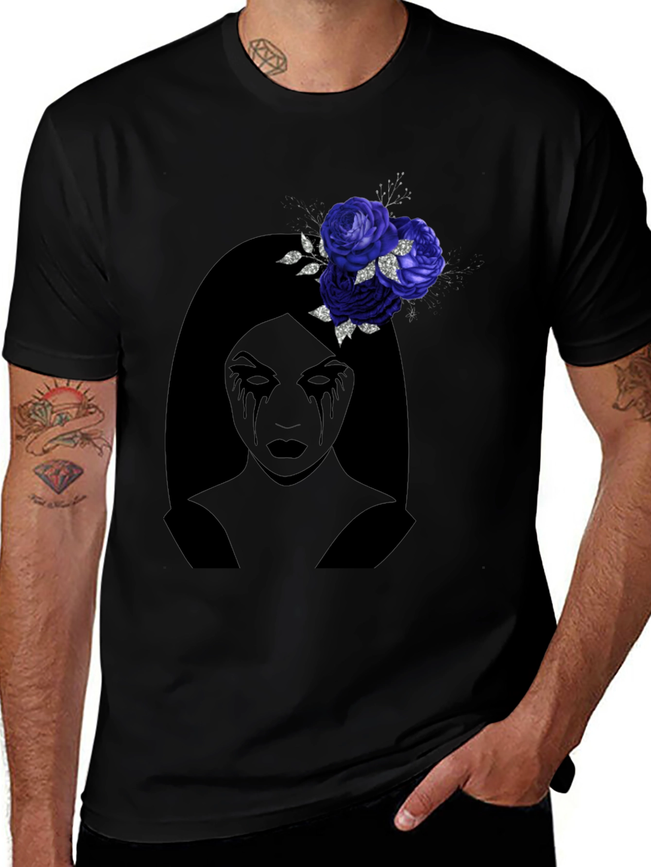 Gothic Rose Black T-Shirt - Dark Glamour Style