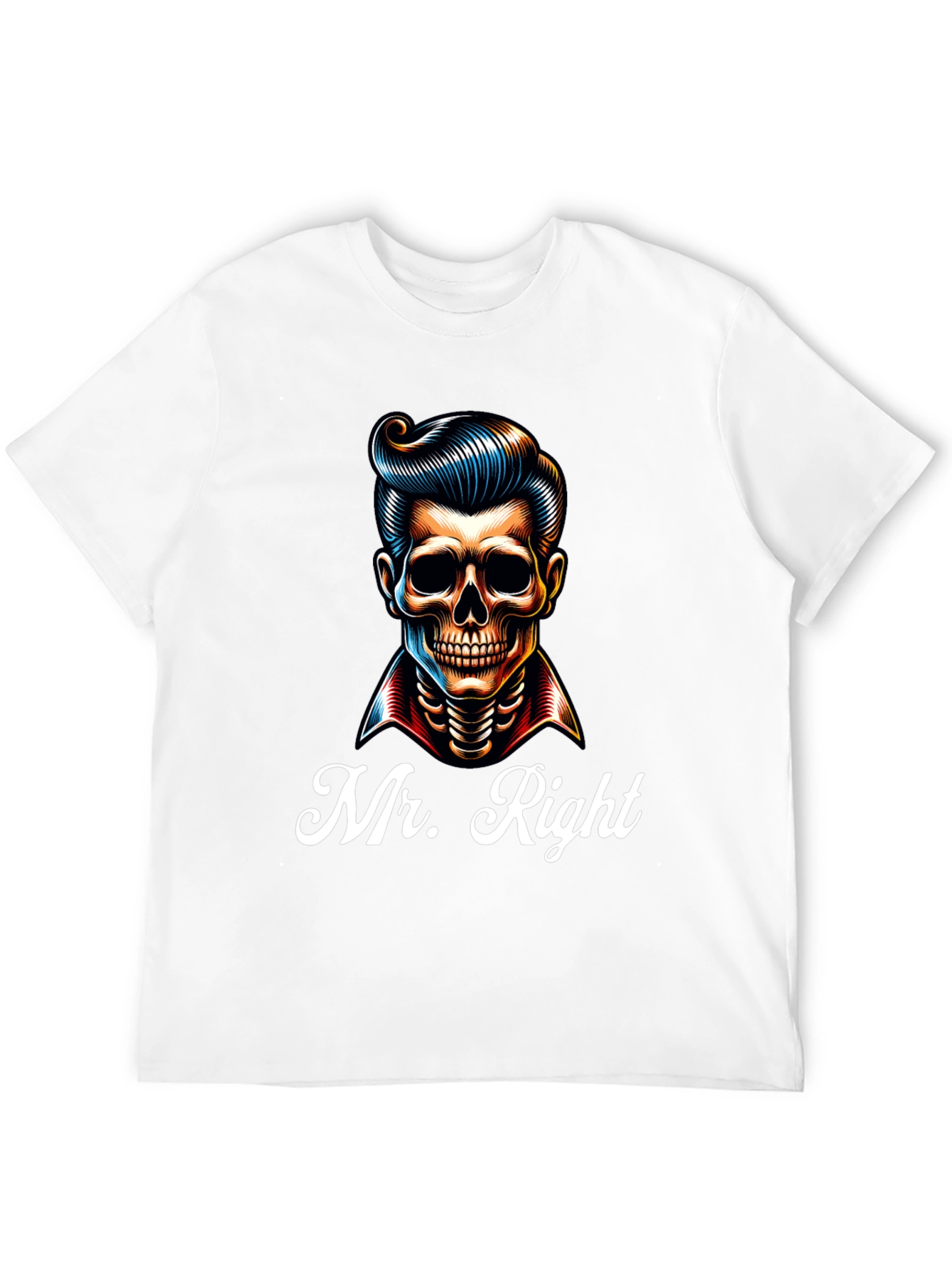 Mr. Right Skeleton Graphic Print Black T-Shirt