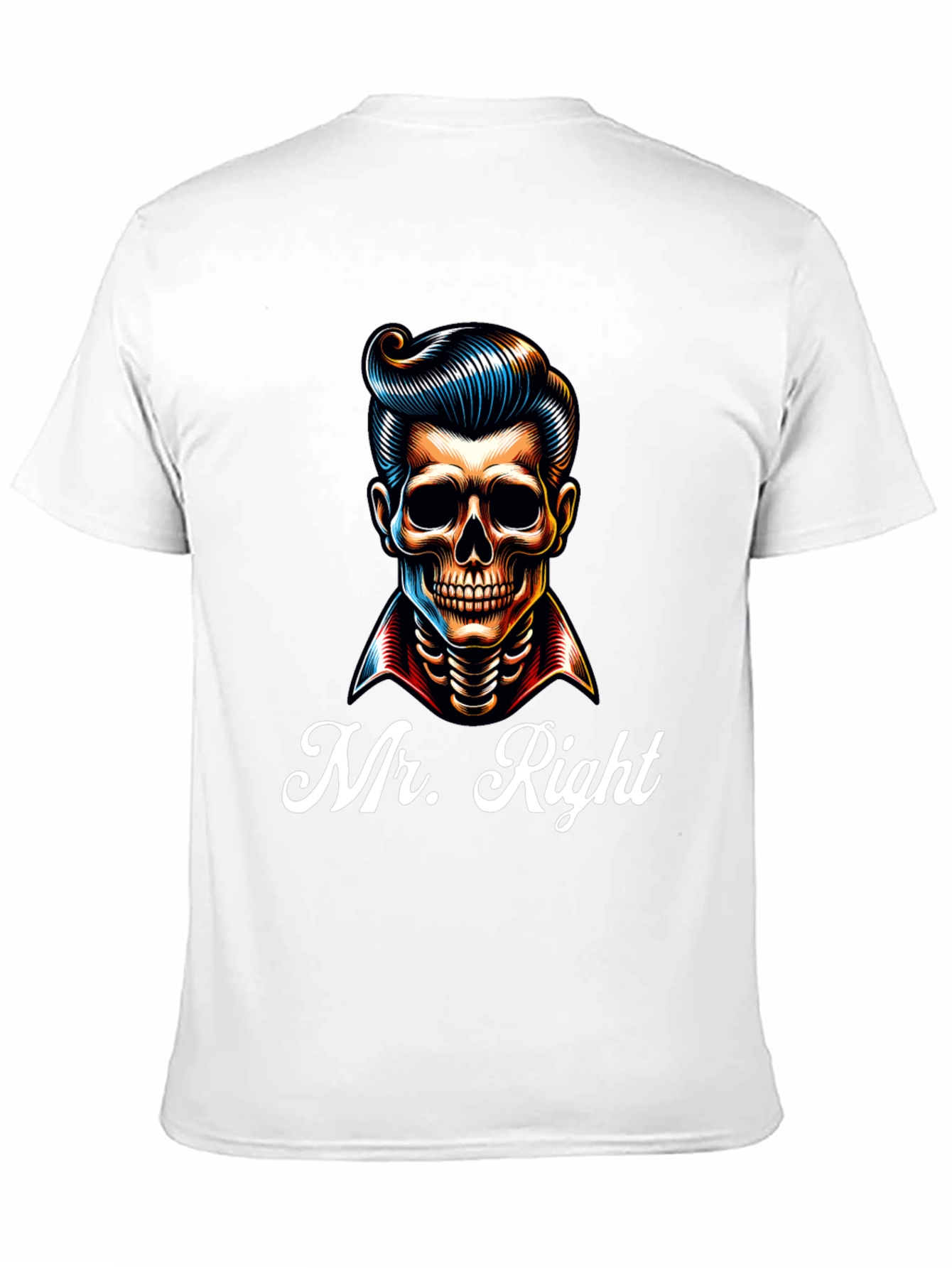 Mr. Right Skeleton Graphic Print Black T-Shirt