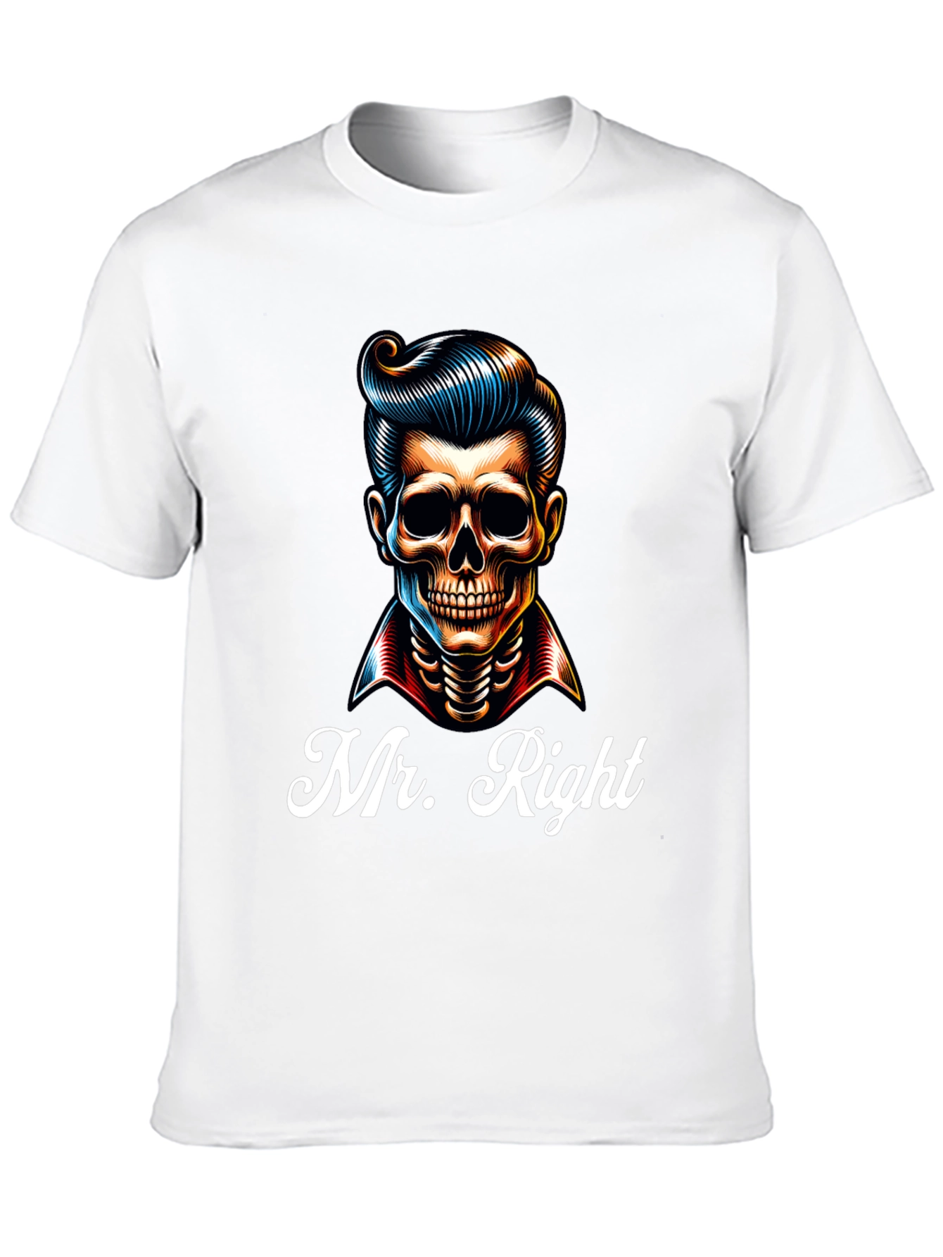 Mr. Right Skeleton Graphic Print Black T-Shirt