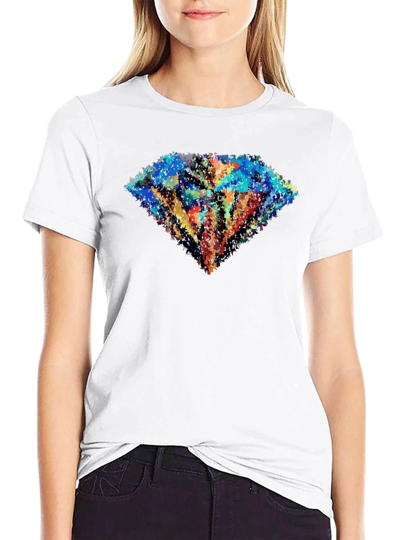 Abstract Diamond Graphic Black Tee