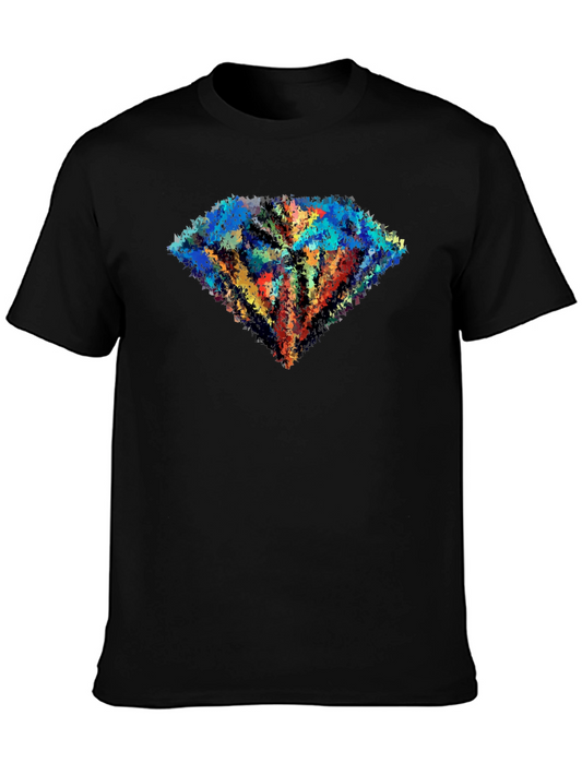 Abstract Diamond Graphic Black Tee