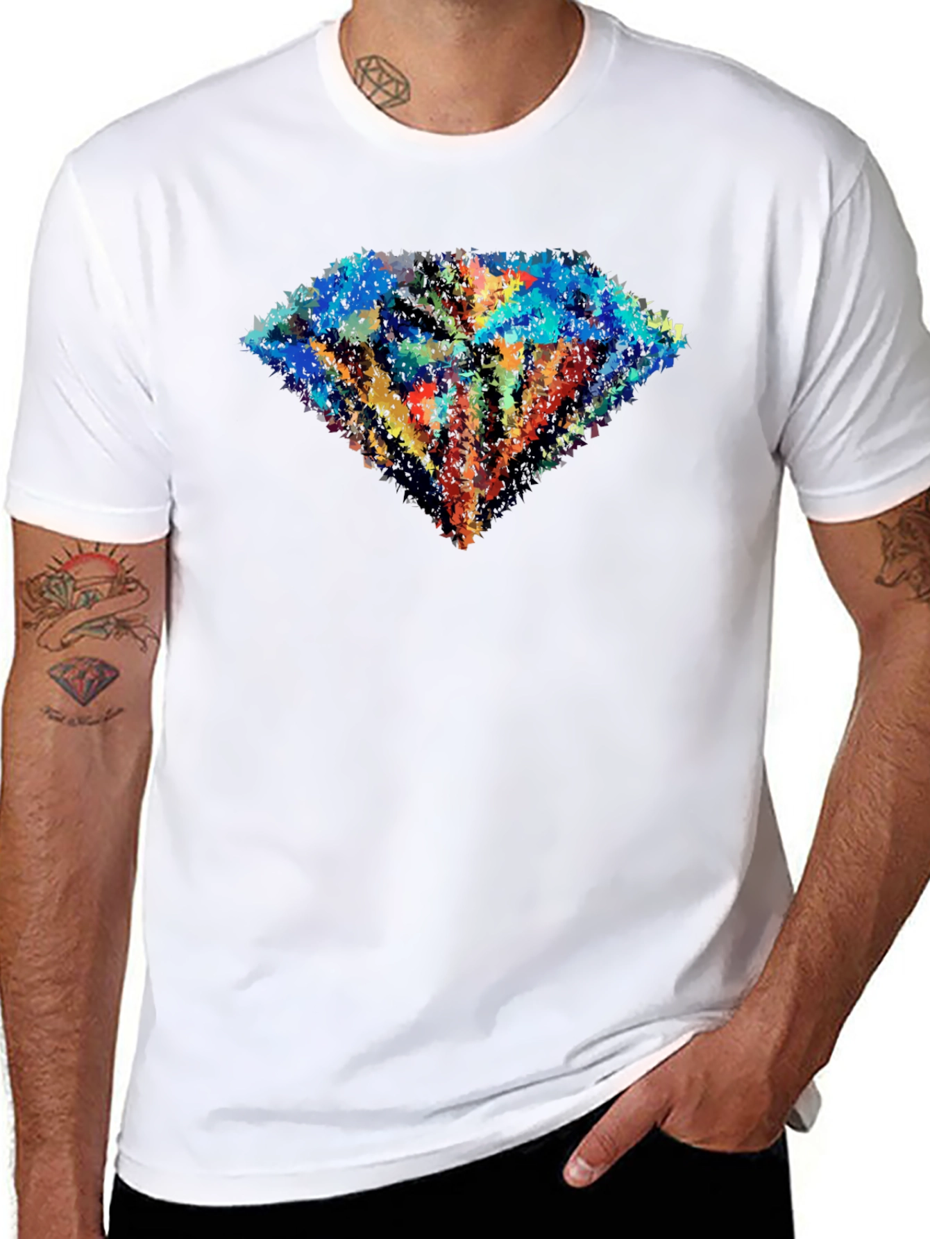 Abstract Diamond Graphic Black Tee