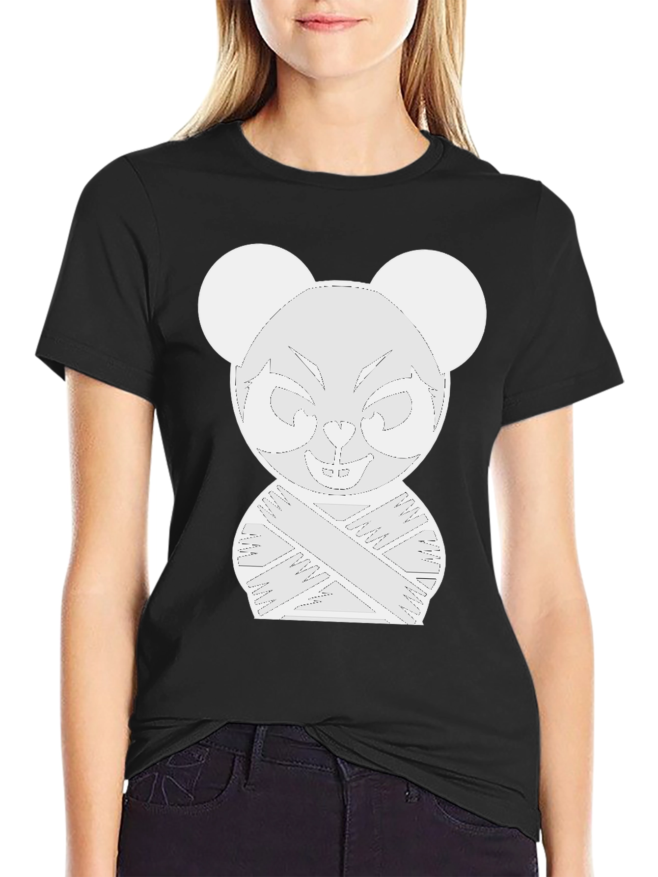 Cool Cartoon Mouse Tee - Black Cotton Blend