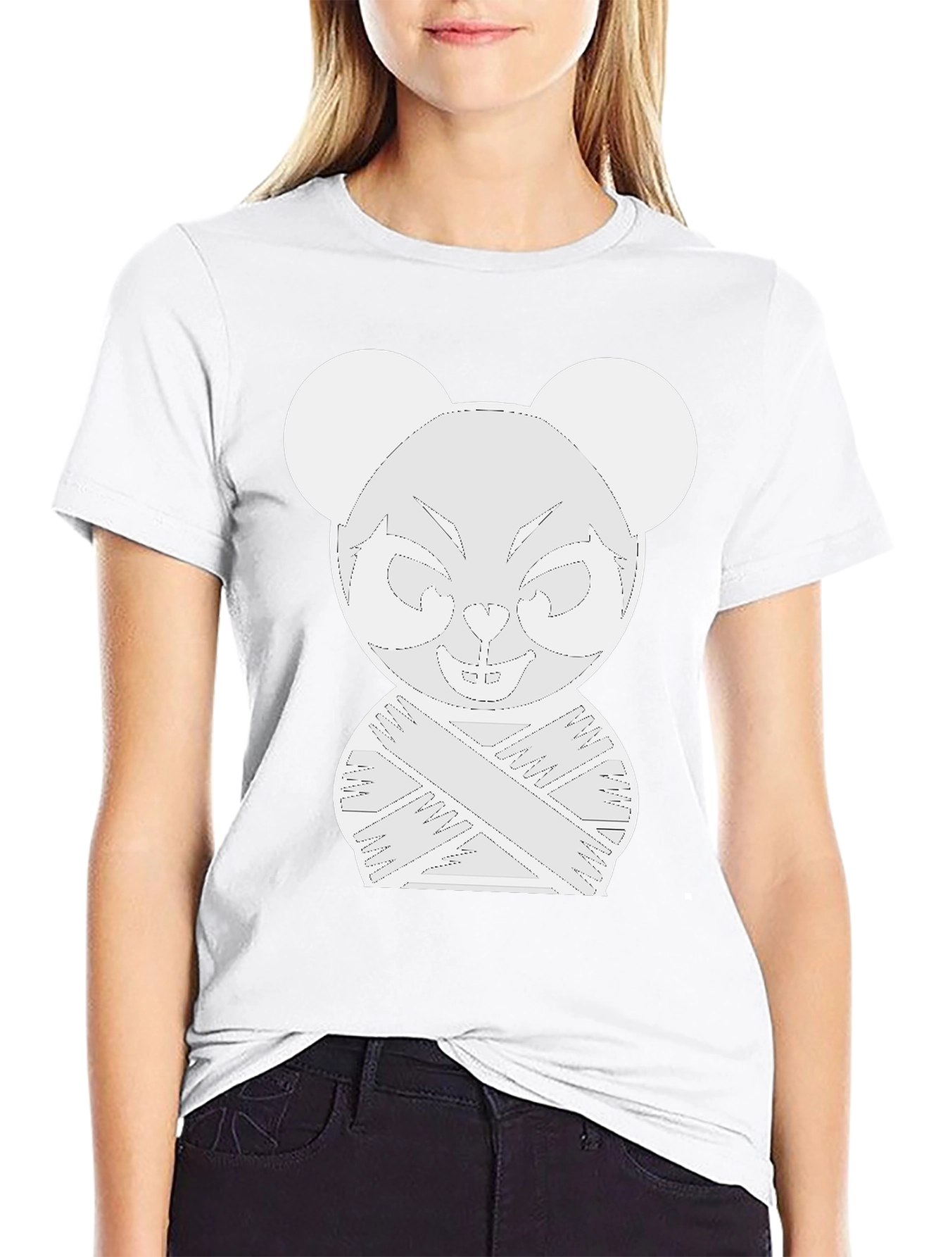 Cool Cartoon Mouse Tee - Black Cotton Blend