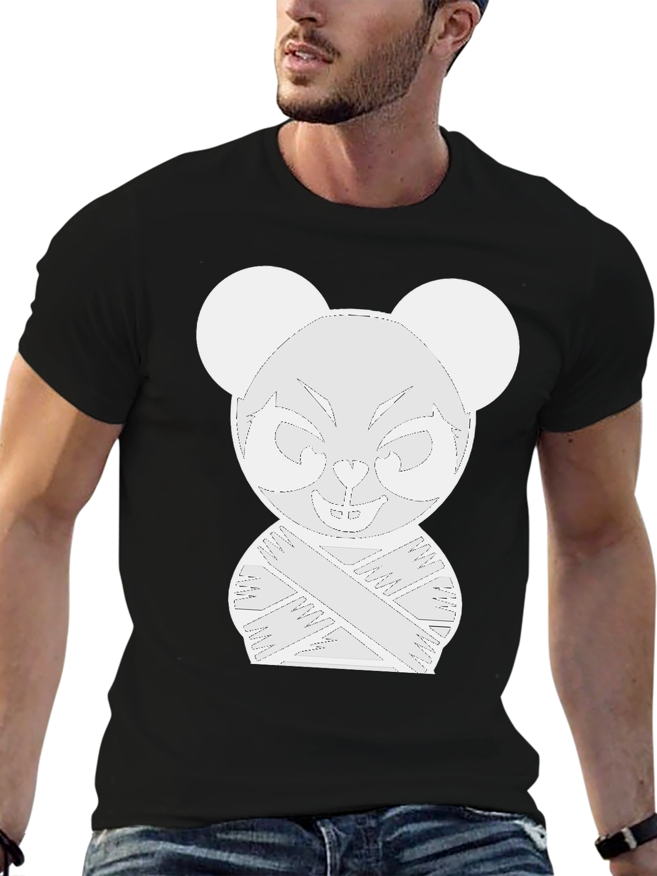 Cool Cartoon Mouse Tee - Black Cotton Blend