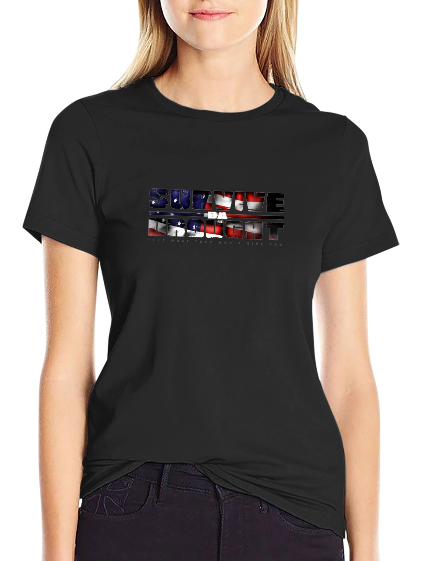 American Flag Style SUBVRT Grunge Text Tee