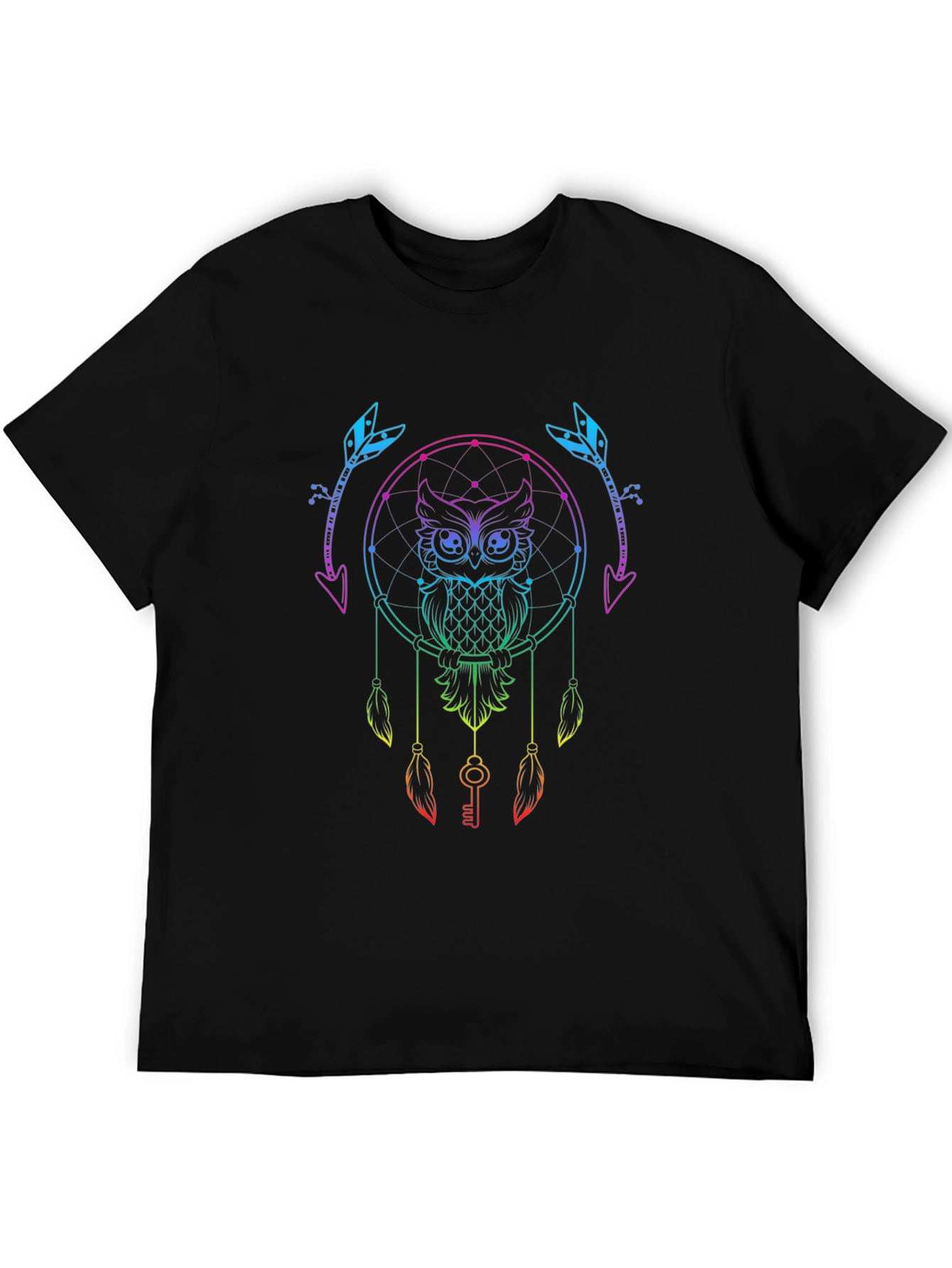 Rainbow Owl Dreamcatcher Graphic Tee - Unique Design
