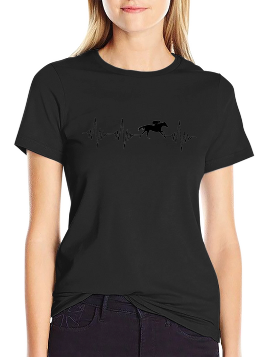 Horse Racing Heartbeat T-Shirt - Jockey Rider Design