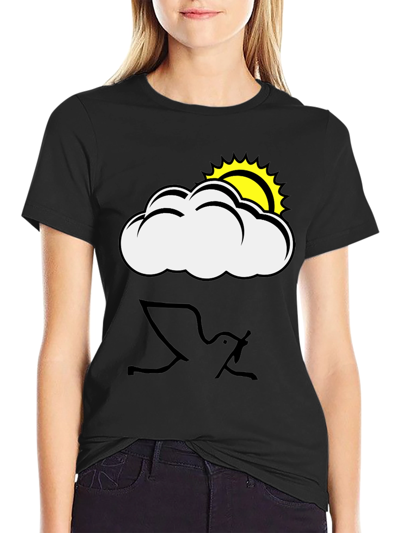 Cloud & Sun Graphic Black T-Shirt