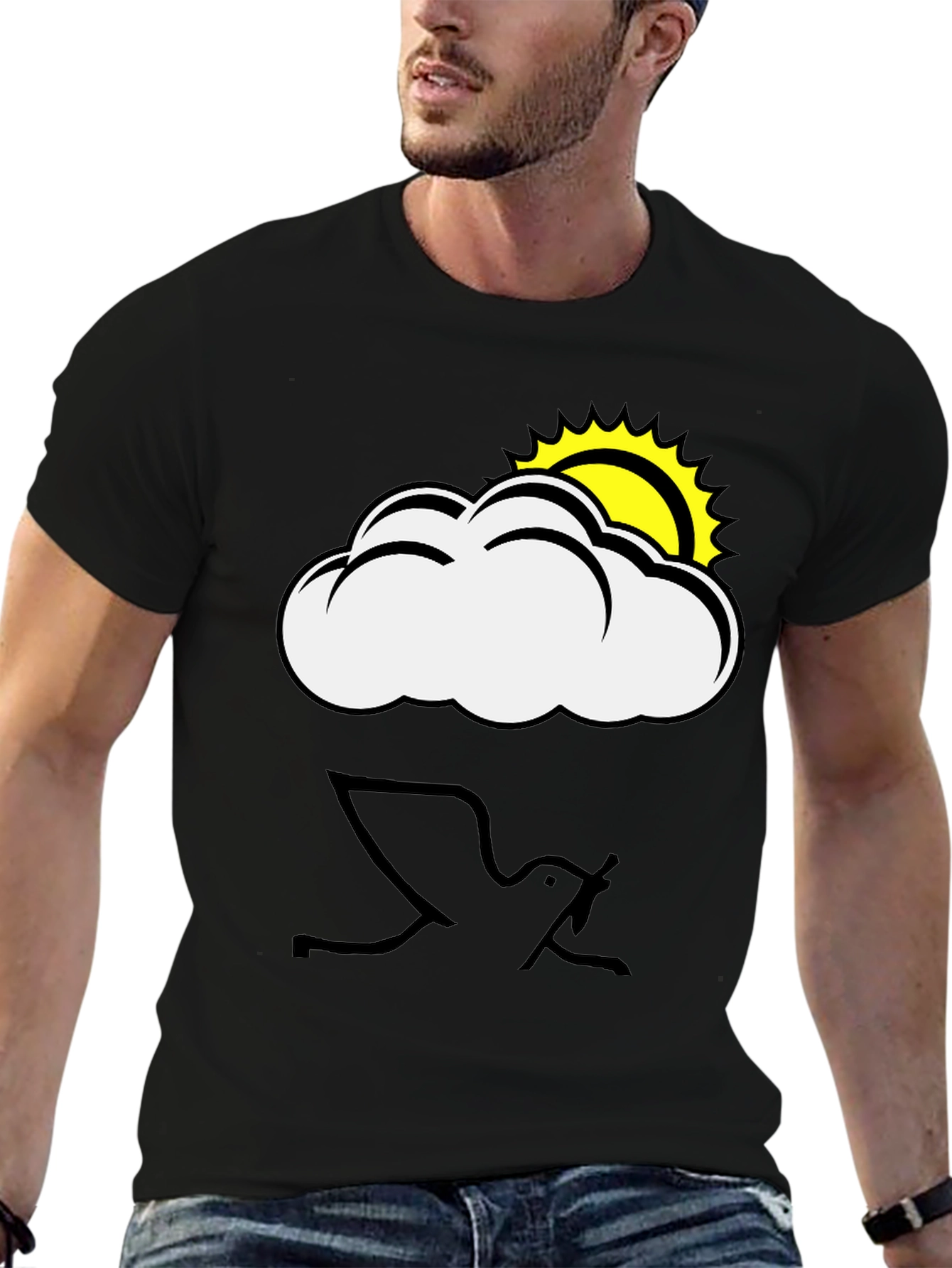 Cloud & Sun Graphic Black T-Shirt
