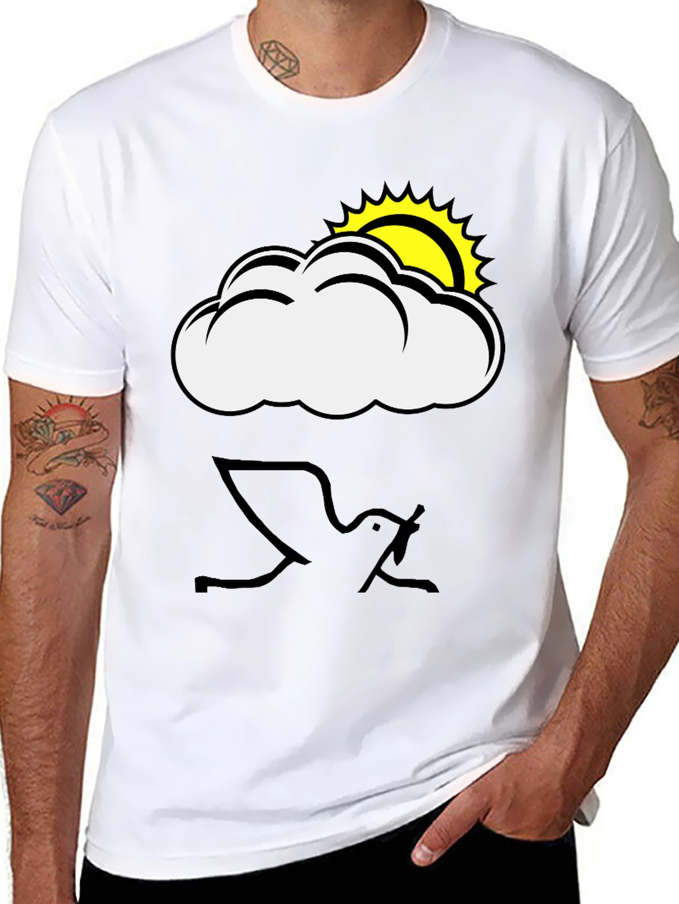 Cloud & Sun Graphic Black T-Shirt