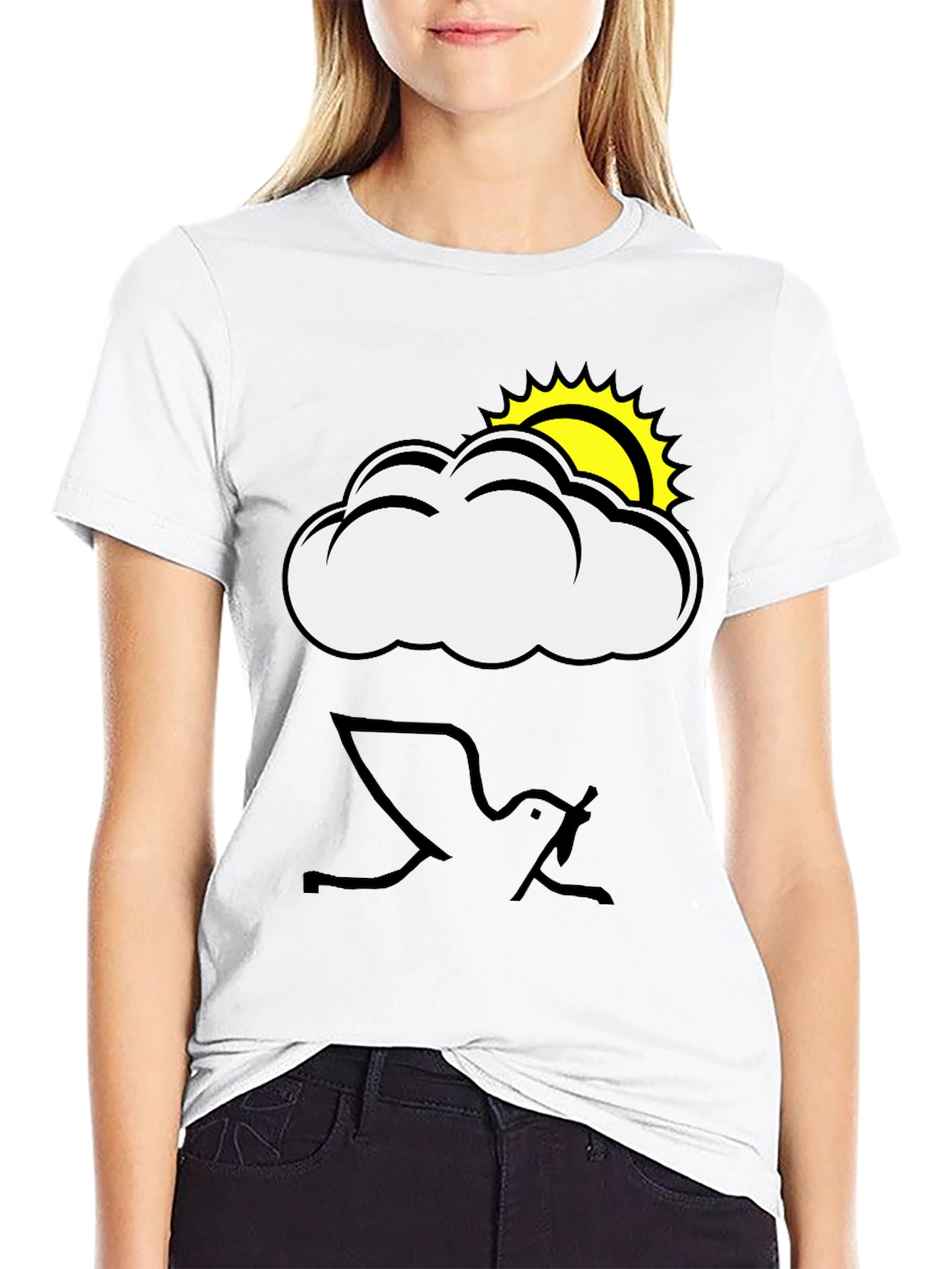 Cloud & Sun Graphic Black T-Shirt