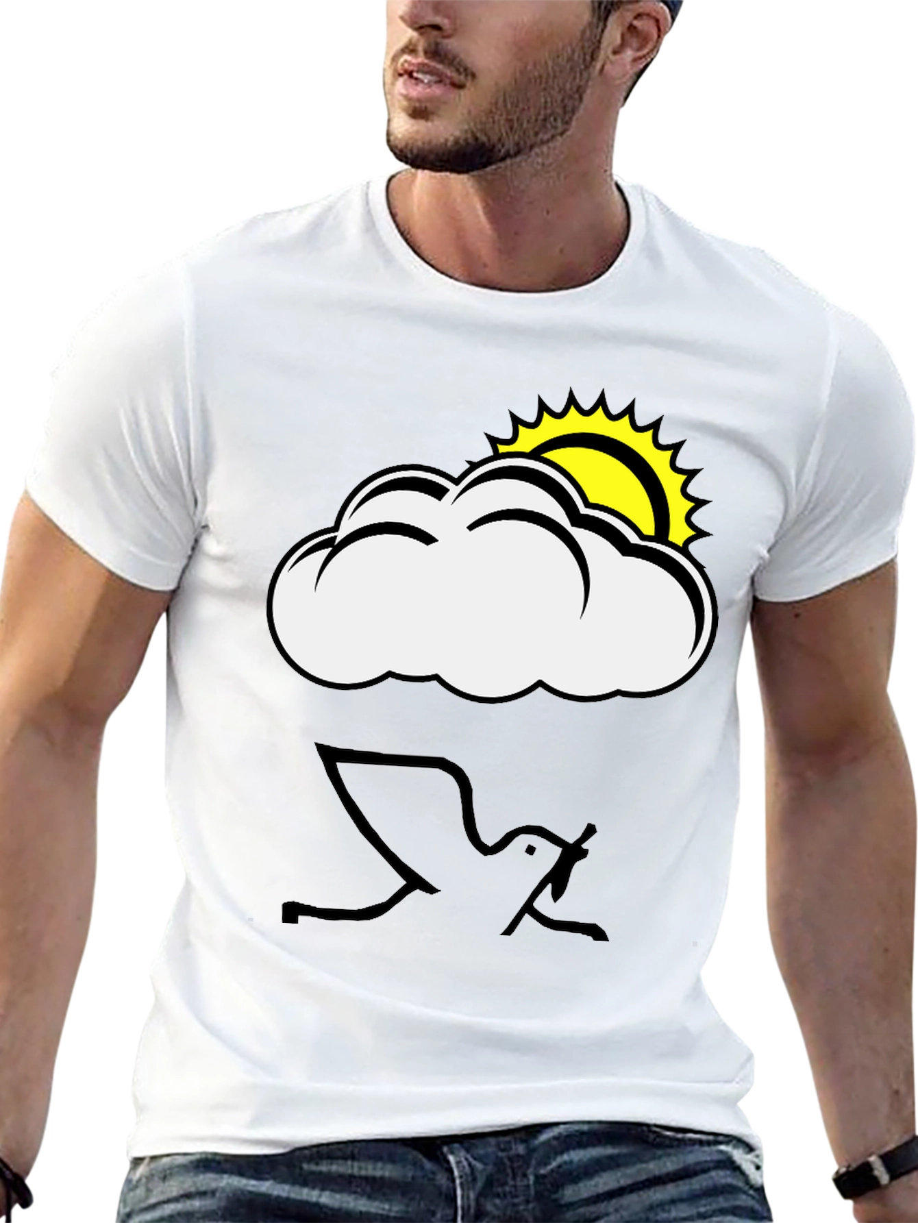 Cloud & Sun Graphic Black T-Shirt