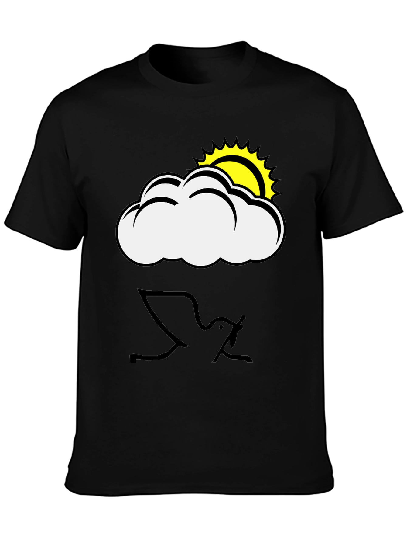 Cloud & Sun Graphic Black T-Shirt
