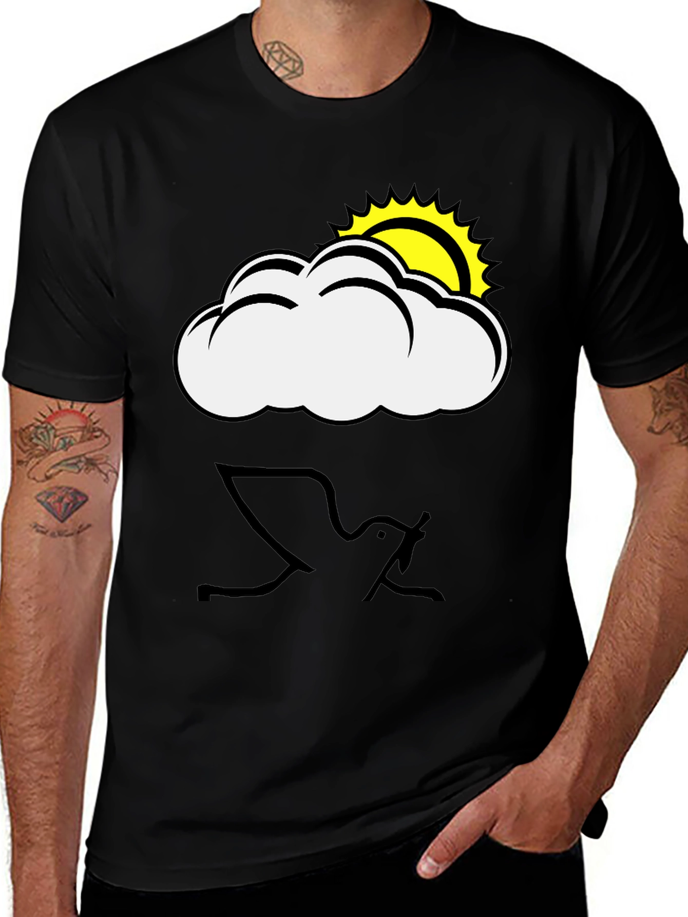 Cloud & Sun Graphic Black T-Shirt