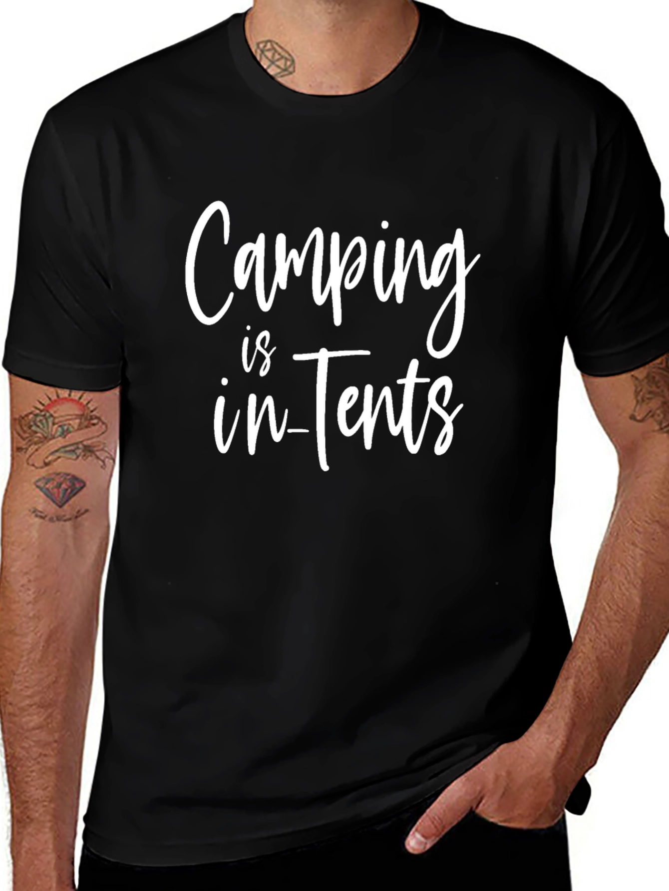 Camping is In-Tents Black T-Shirt