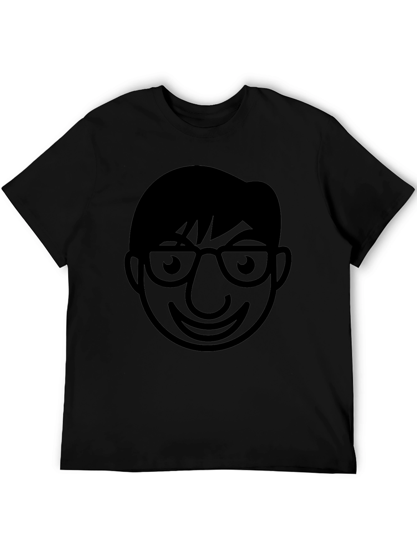 Geek Chic Black T-Shirt - Cartoon Face Design