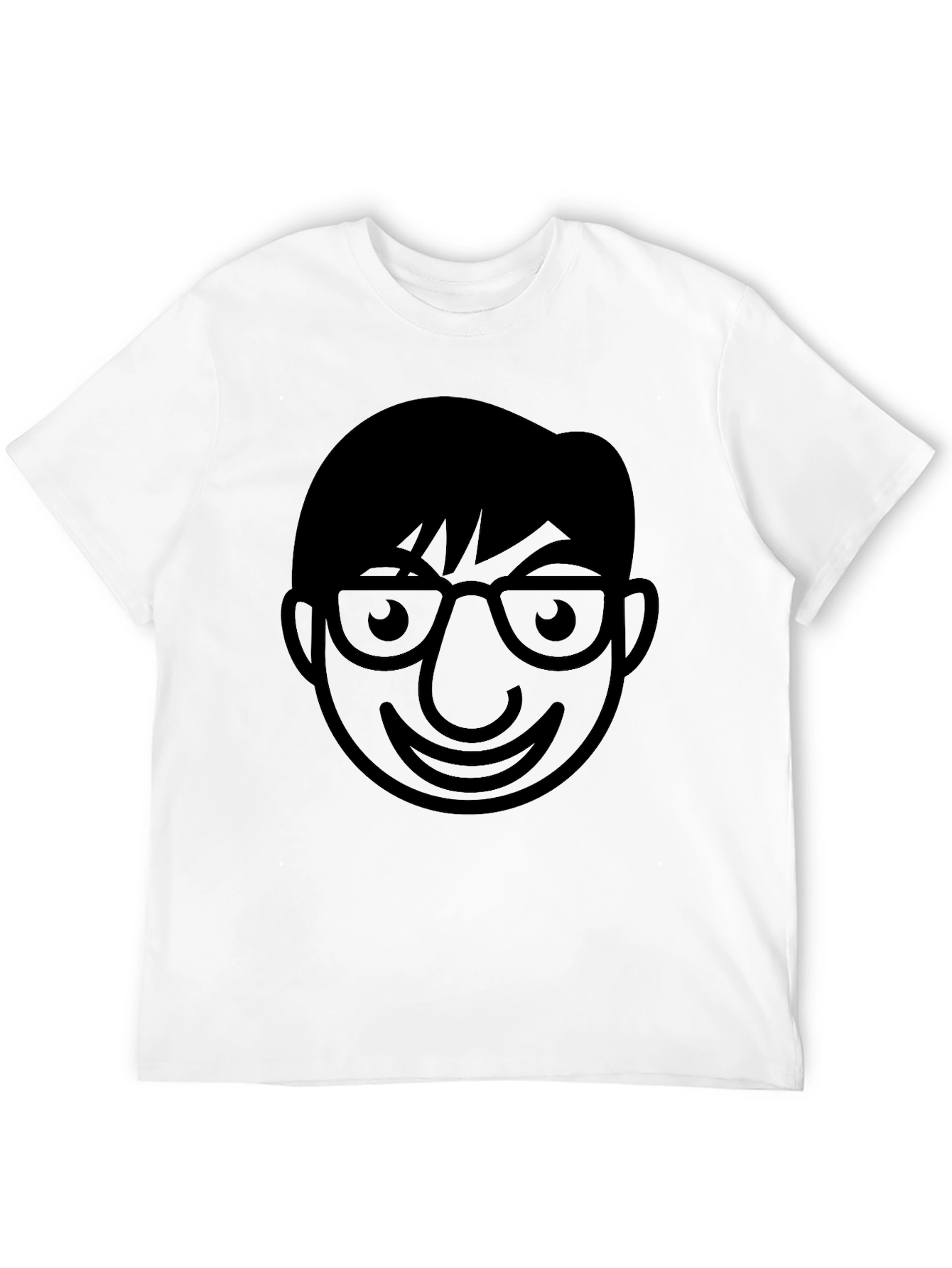 Geek Chic Black T-Shirt - Cartoon Face Design