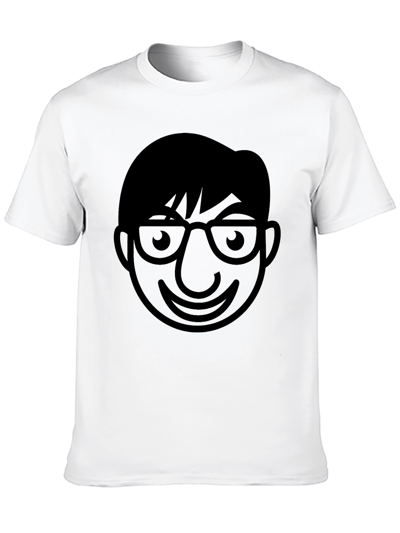 Geek Chic Black T-Shirt - Cartoon Face Design