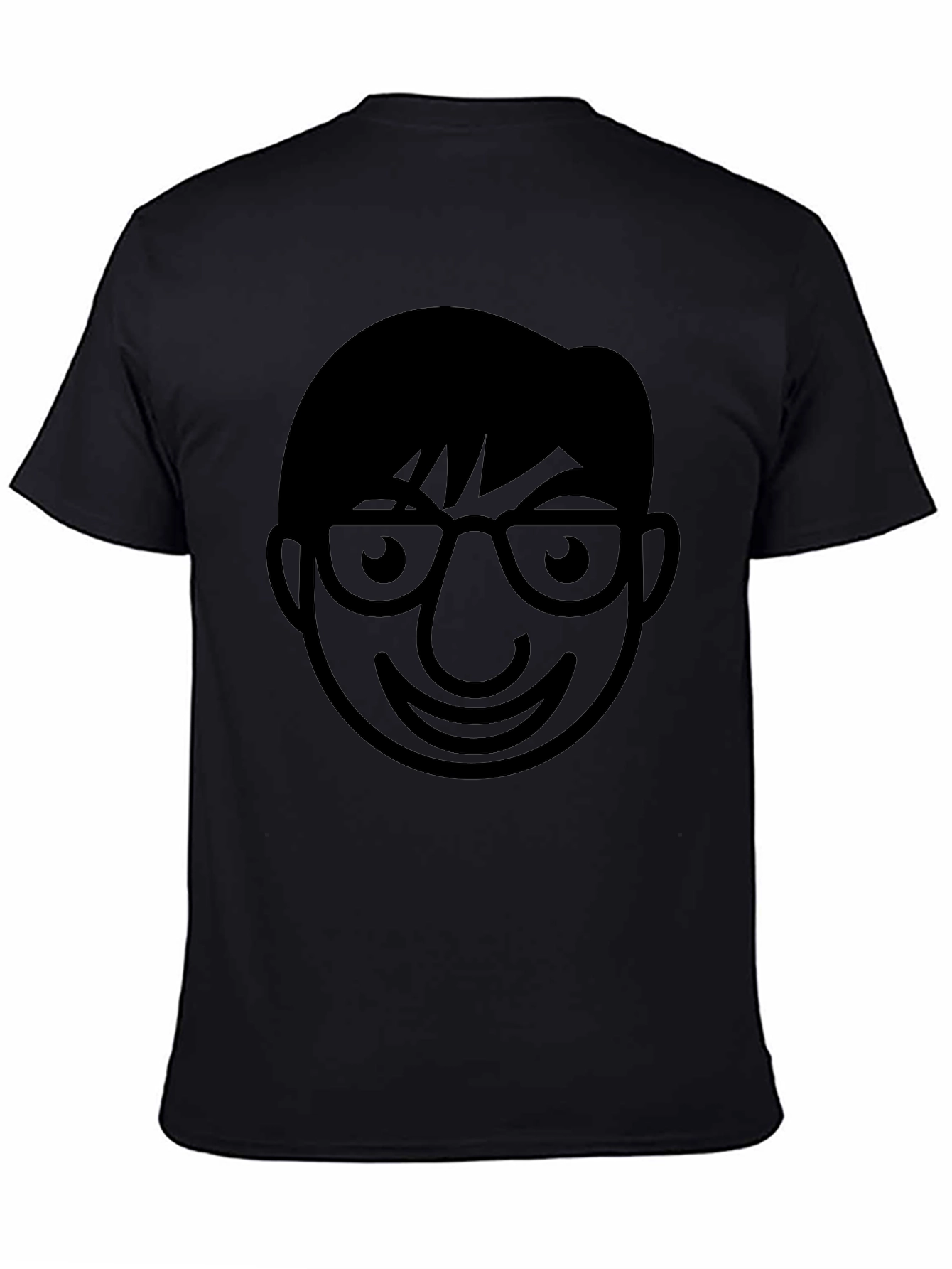 Geek Chic Black T-Shirt - Cartoon Face Design