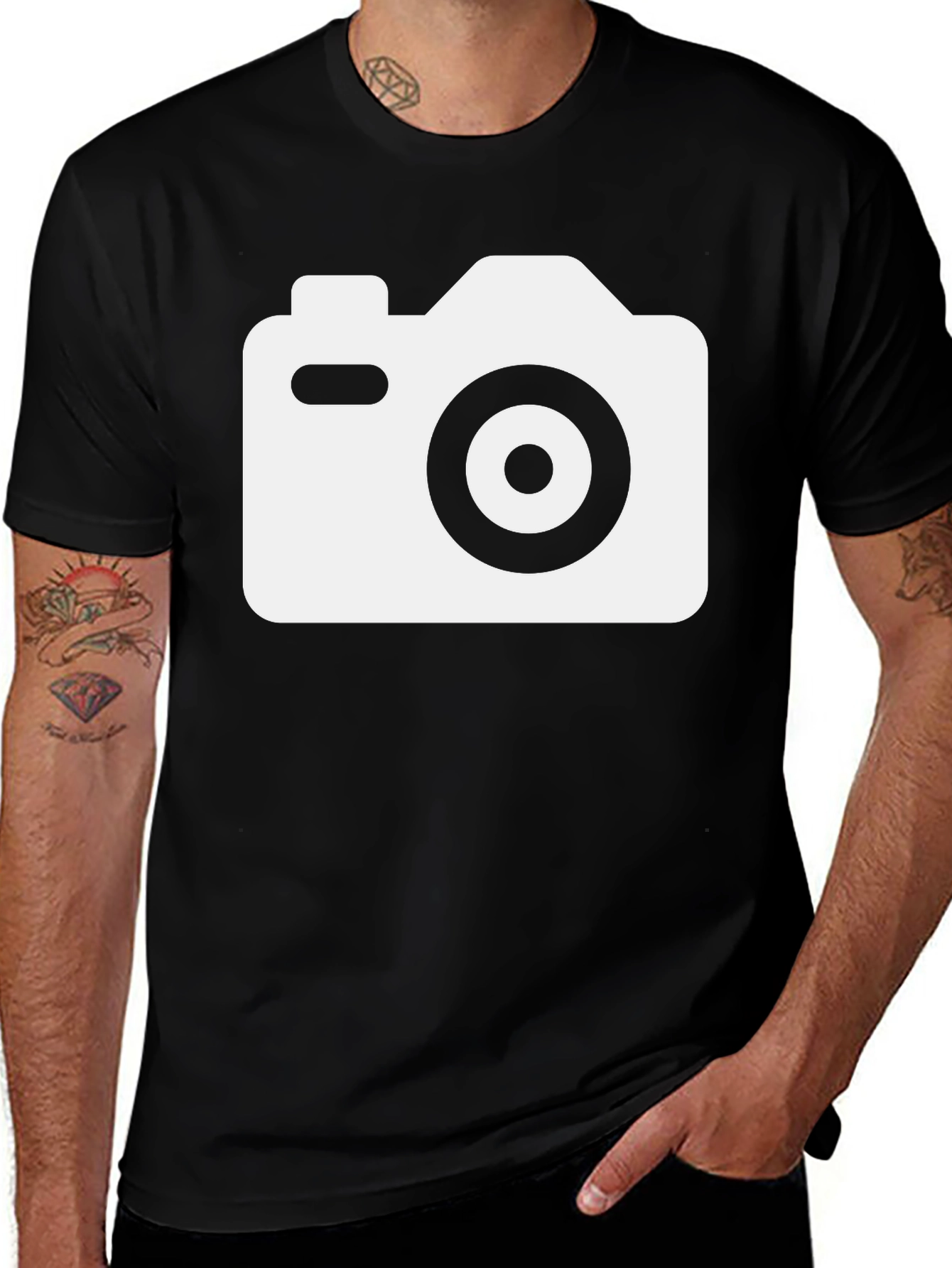 Camera Graphic T-Shirt - Black Cotton Tee