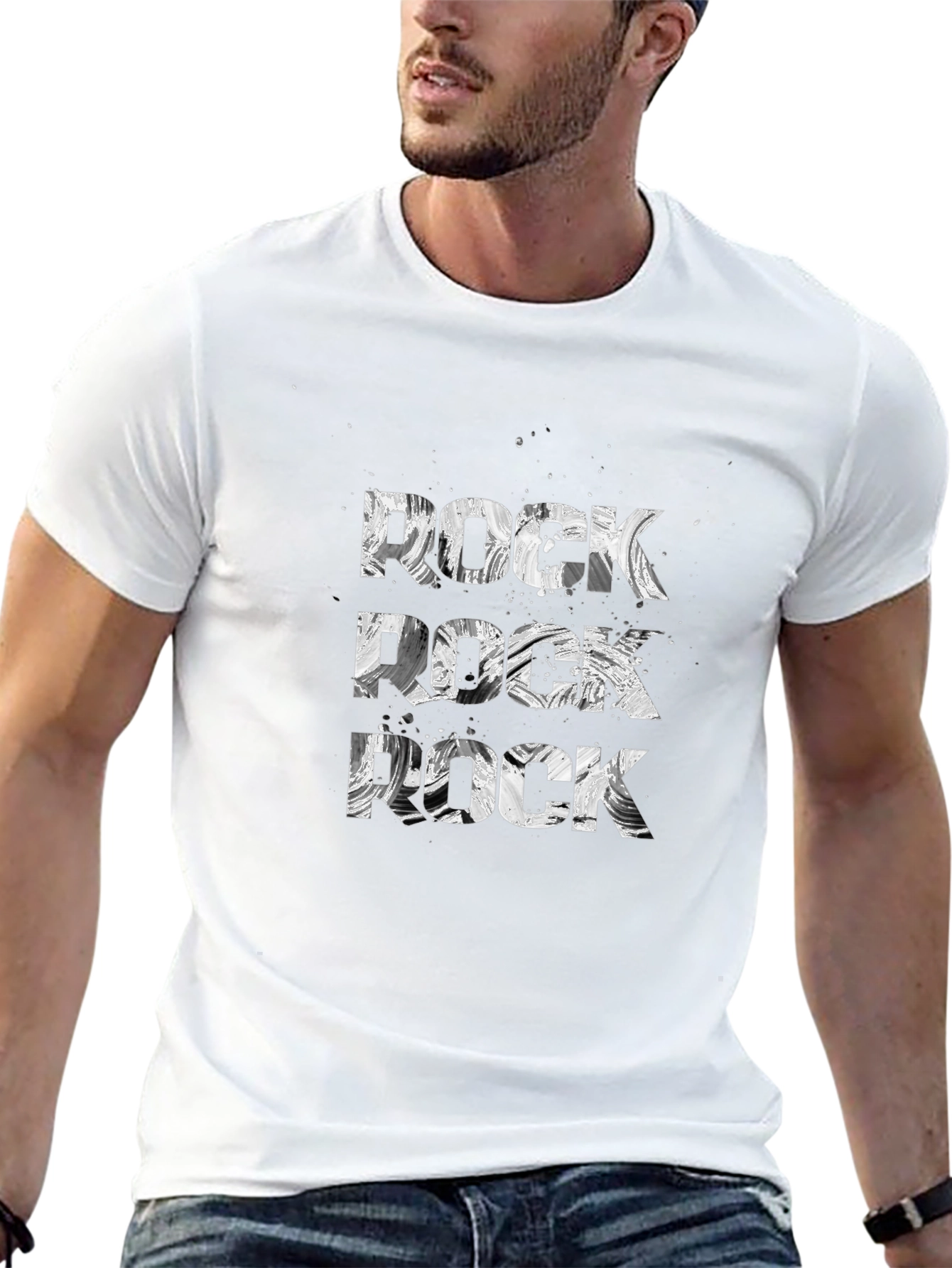 Rock T-Shirt Black Cotton Tee Graphic Print