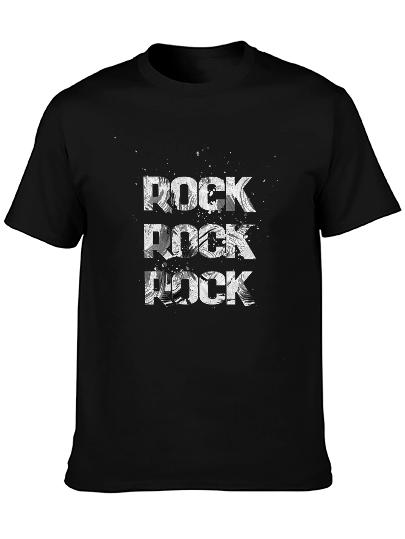 Rock T-Shirt Black Cotton Tee Graphic Print