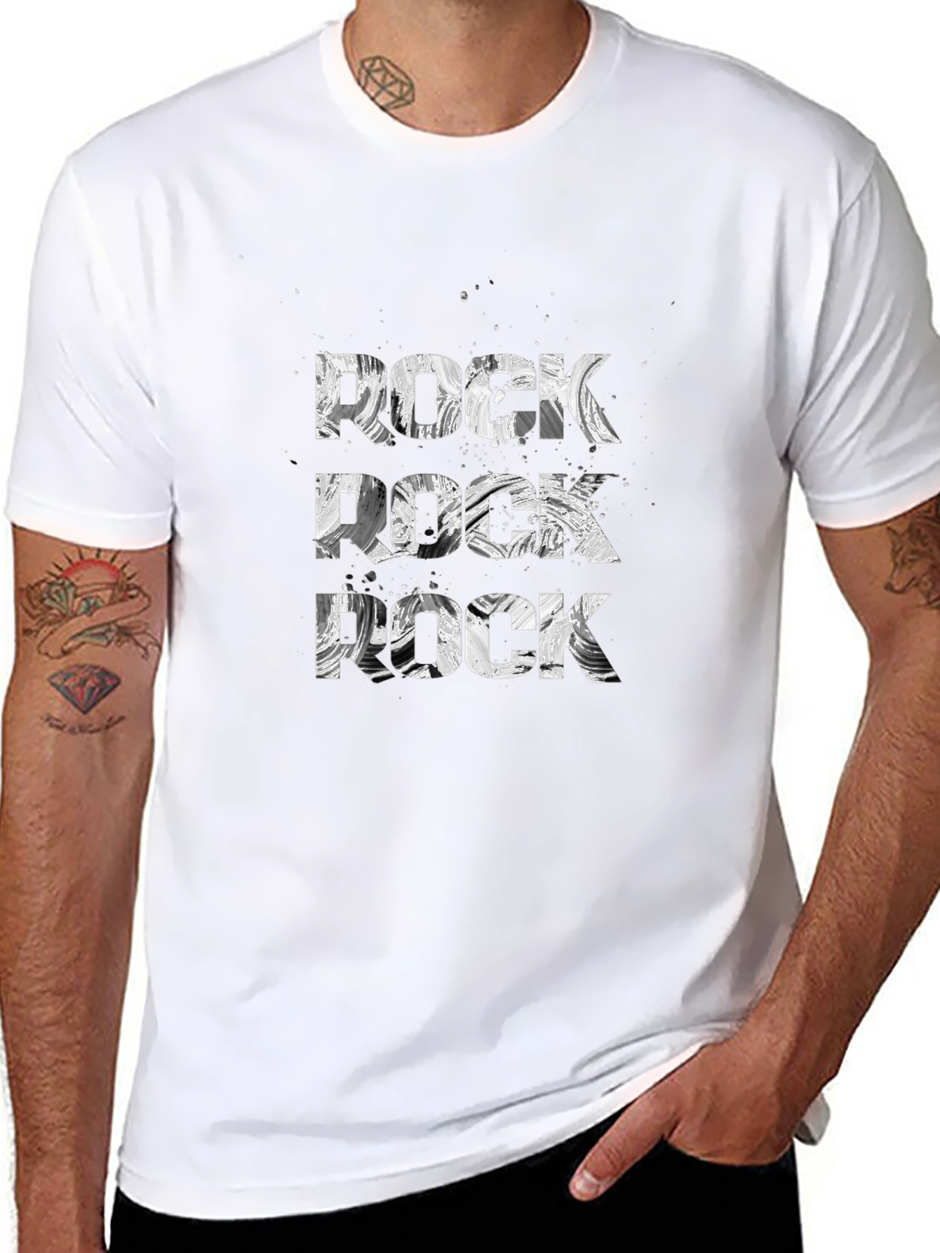 Rock T-Shirt Black Cotton Tee Graphic Print