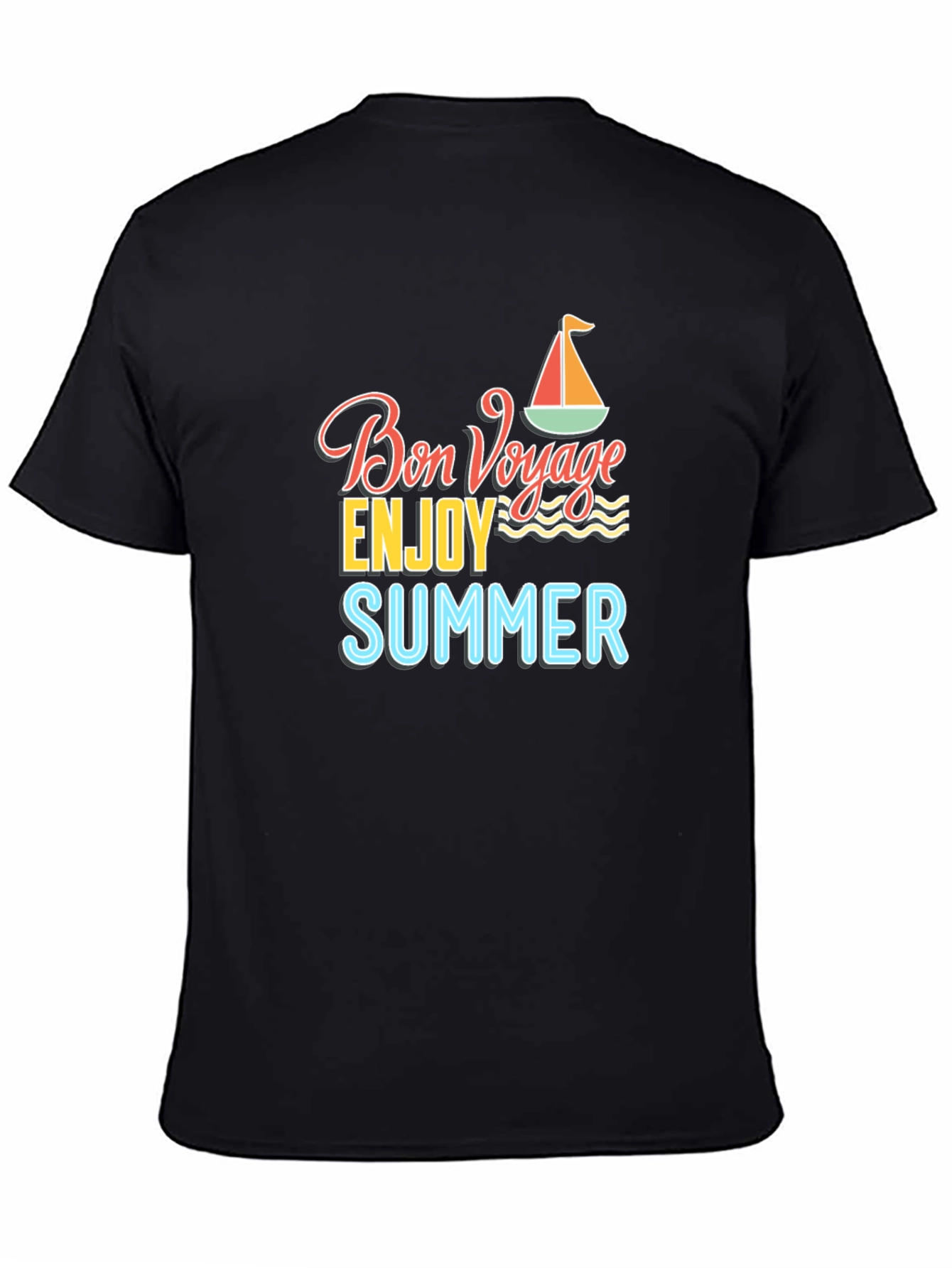 Bon Voyage Summer Graphic Tee - Black Cotton T-Shirt