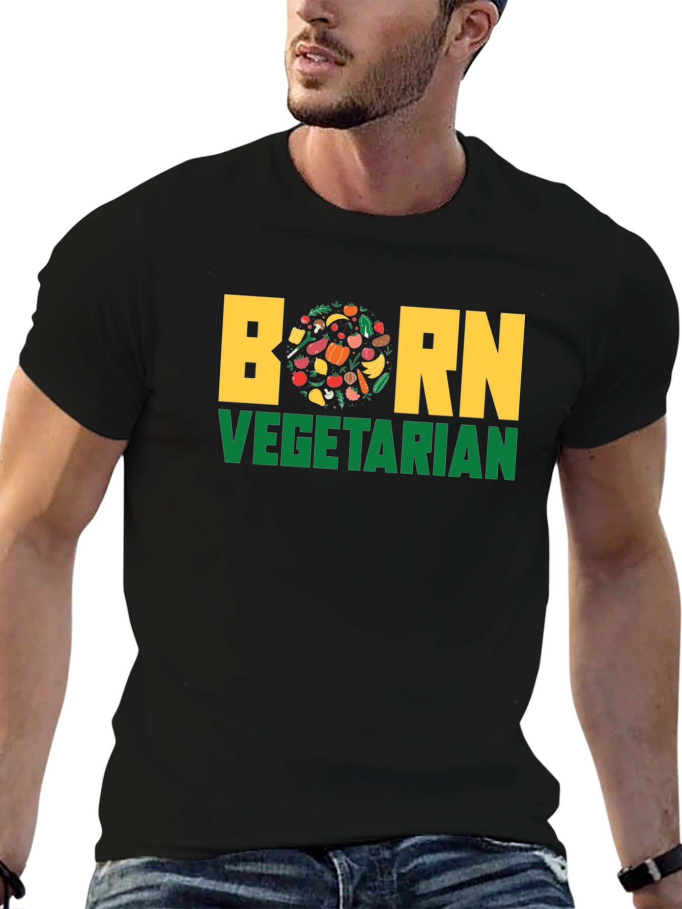 Born Vegetarian T-Shirt - Unisex Black Tee