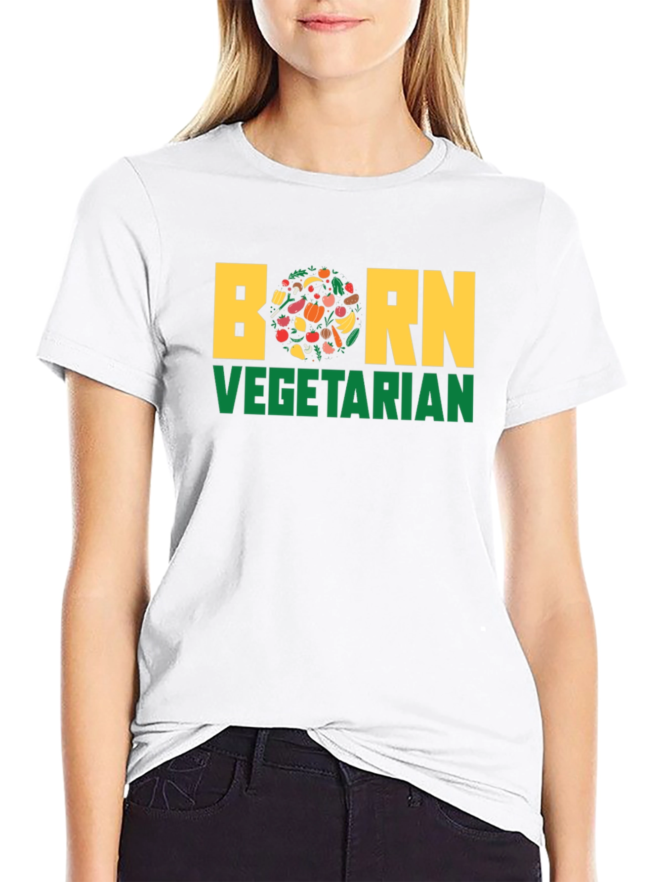 Born Vegetarian T-Shirt - Unisex Black Tee