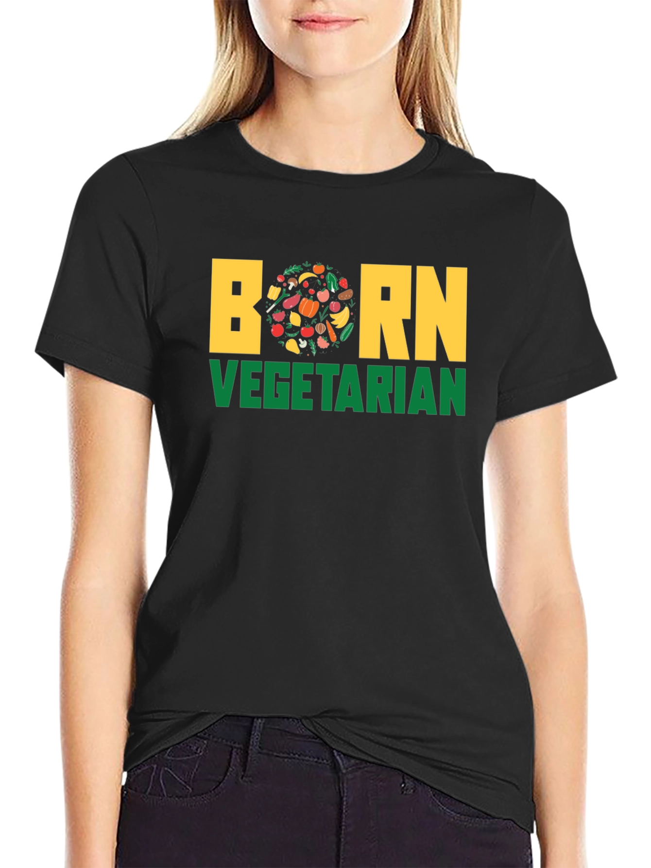 Born Vegetarian T-Shirt - Unisex Black Tee