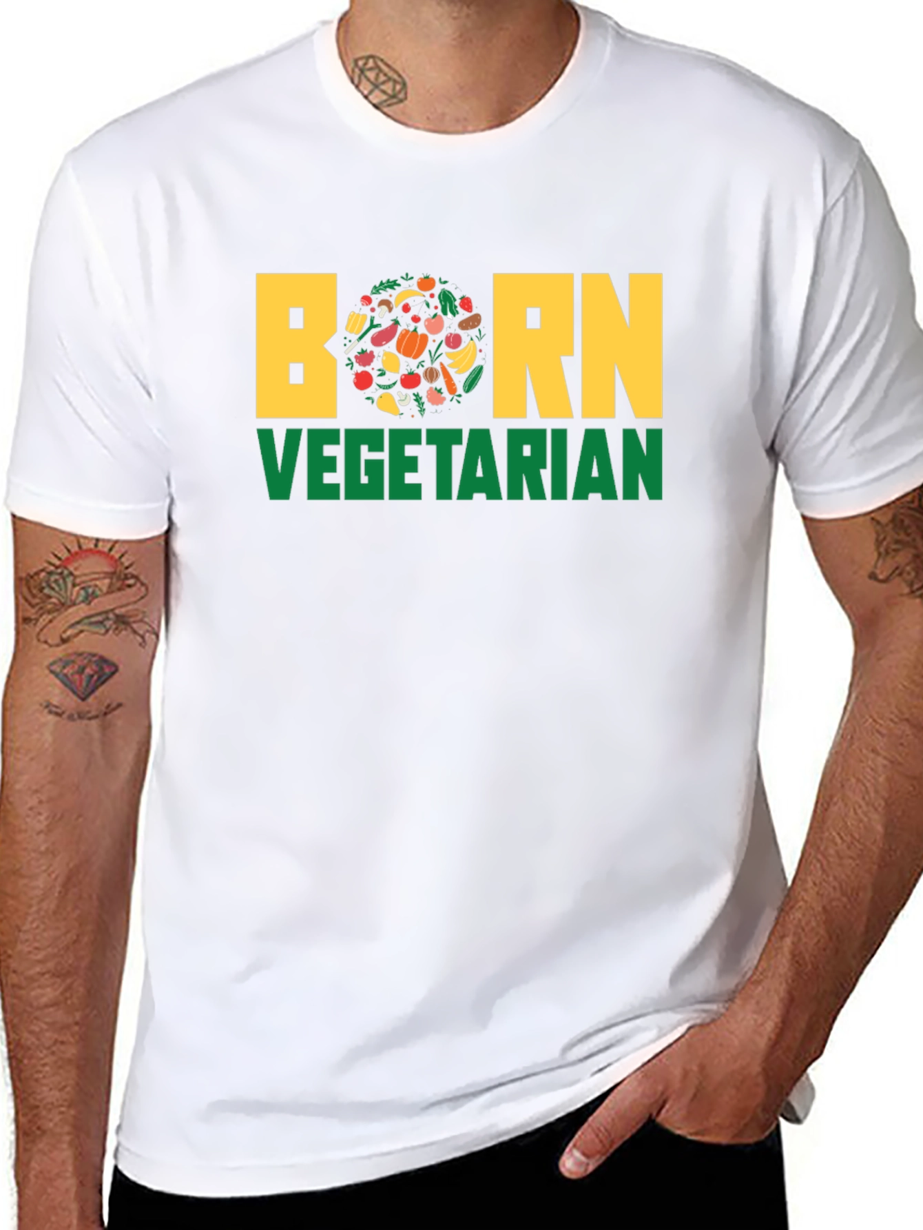 Born Vegetarian T-Shirt - Unisex Black Tee