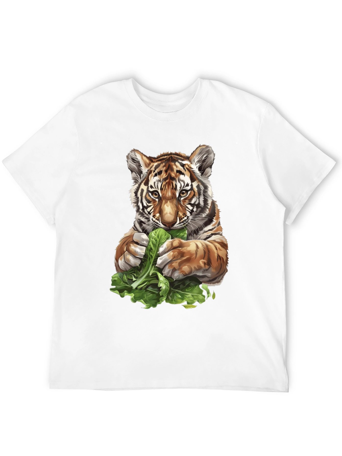 Tiger Eating Greens Graphic T-Shirt