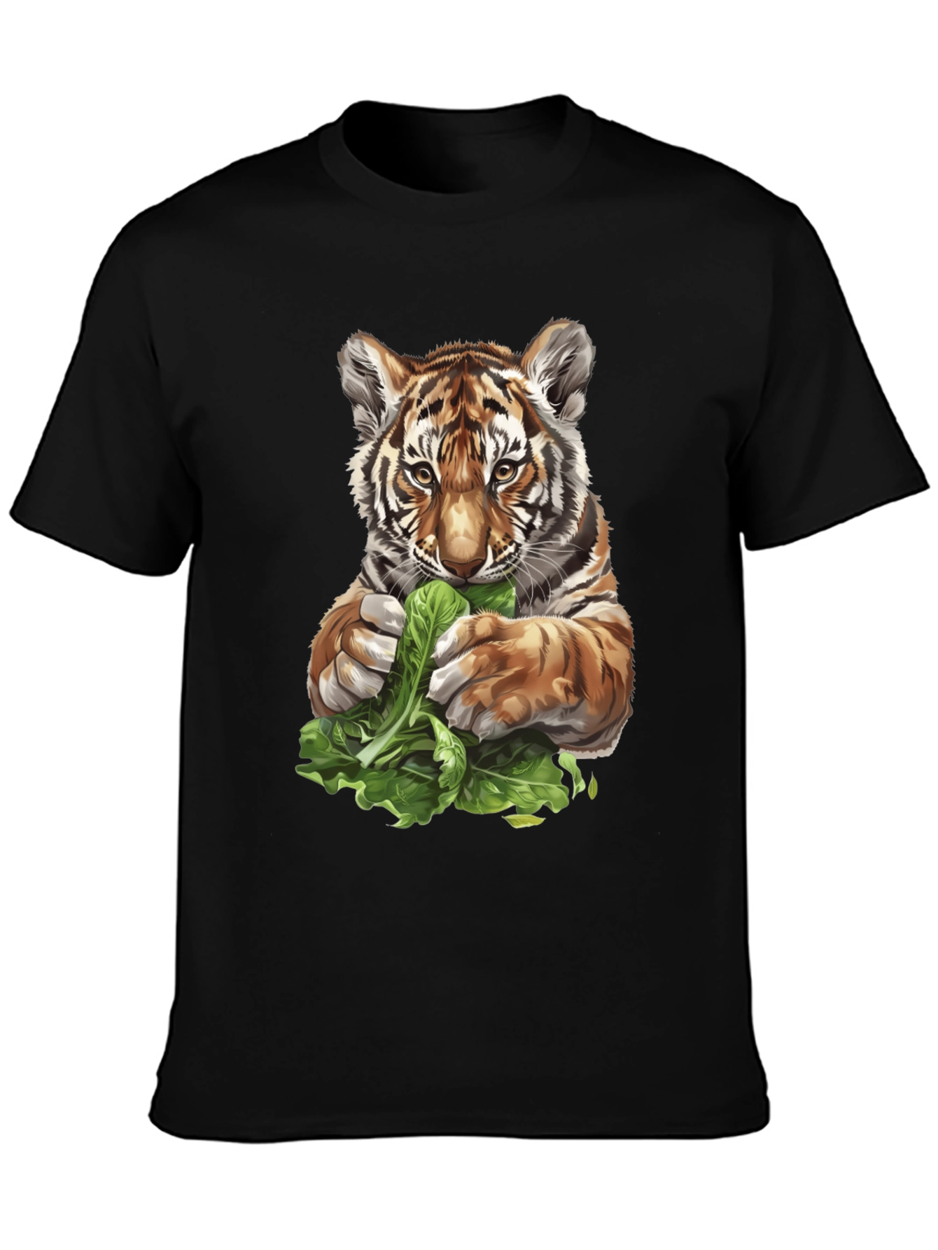 Tiger Eating Greens Graphic T-Shirt