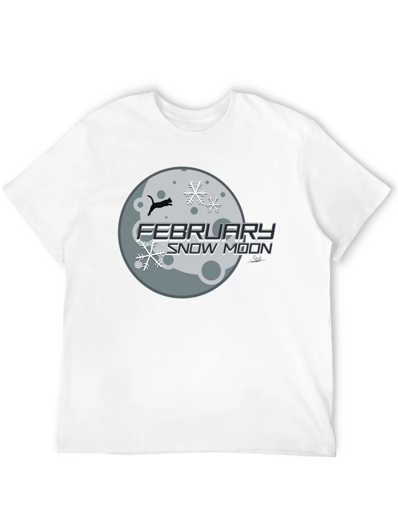 February Snow Moon Graphic Tee - Black Cotton Blend
