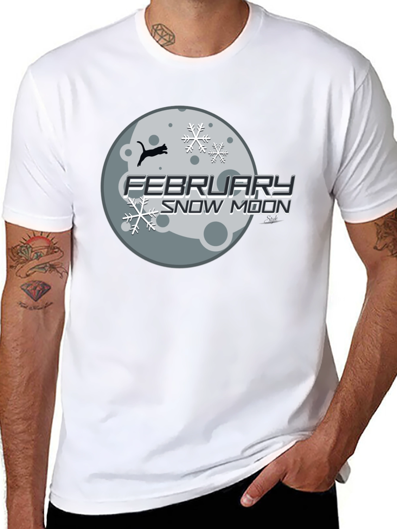 February Snow Moon Graphic Tee - Black Cotton Blend