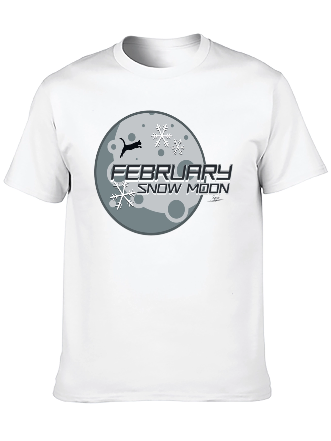 February Snow Moon Graphic Tee - Black Cotton Blend