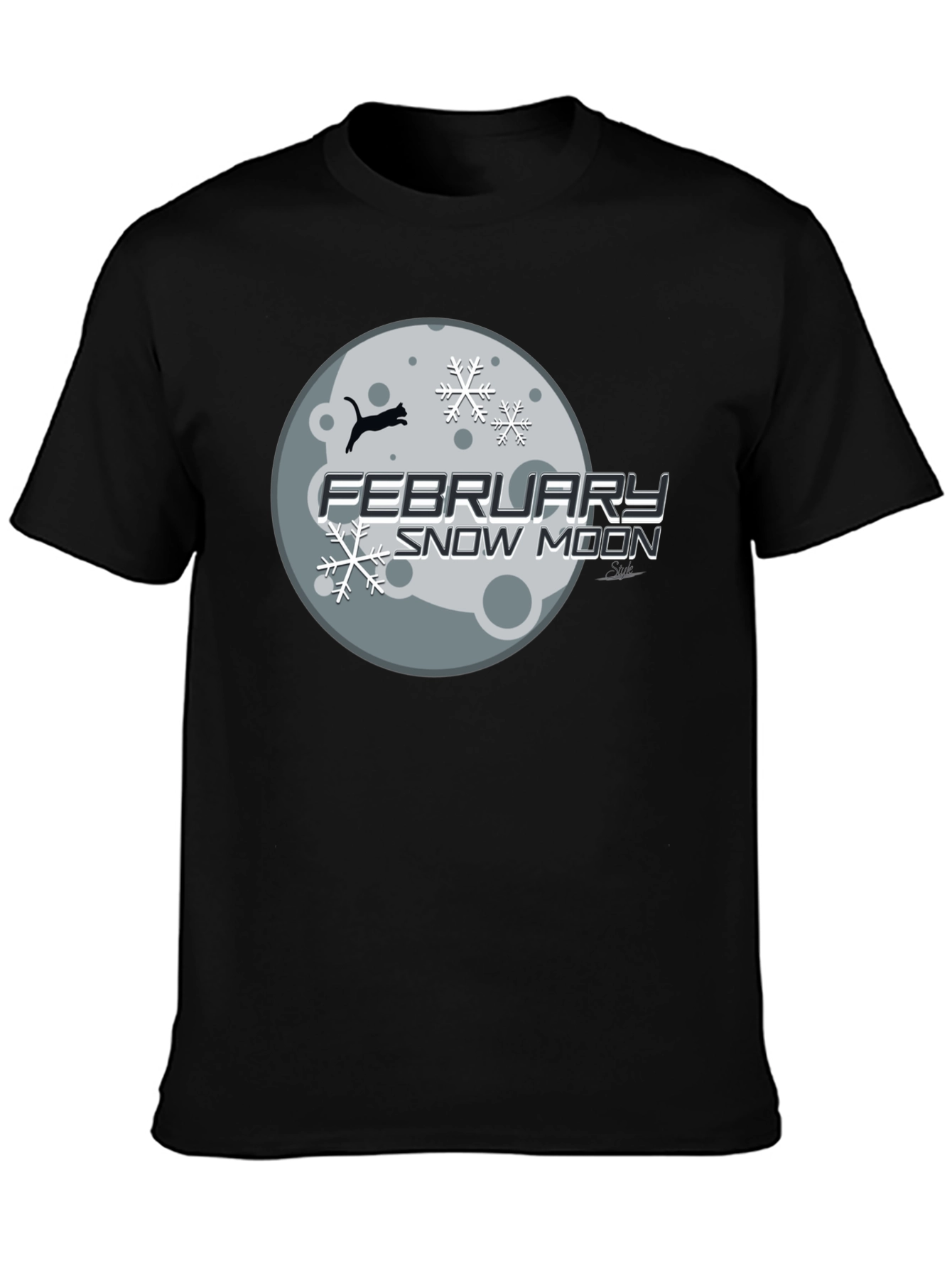 February Snow Moon Graphic Tee - Black Cotton Blend