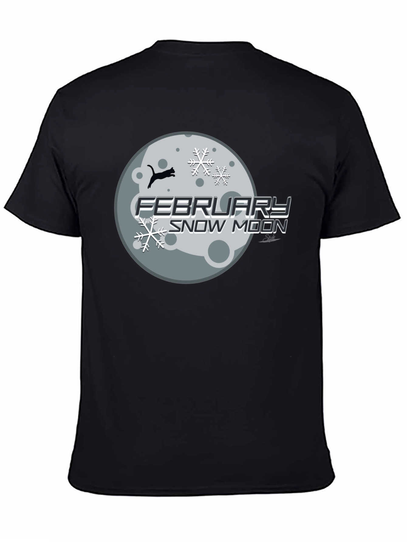 February Snow Moon Graphic Tee - Black Cotton Blend