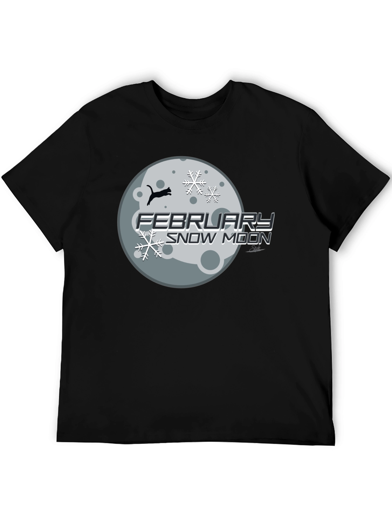 February Snow Moon Graphic Tee - Black Cotton Blend