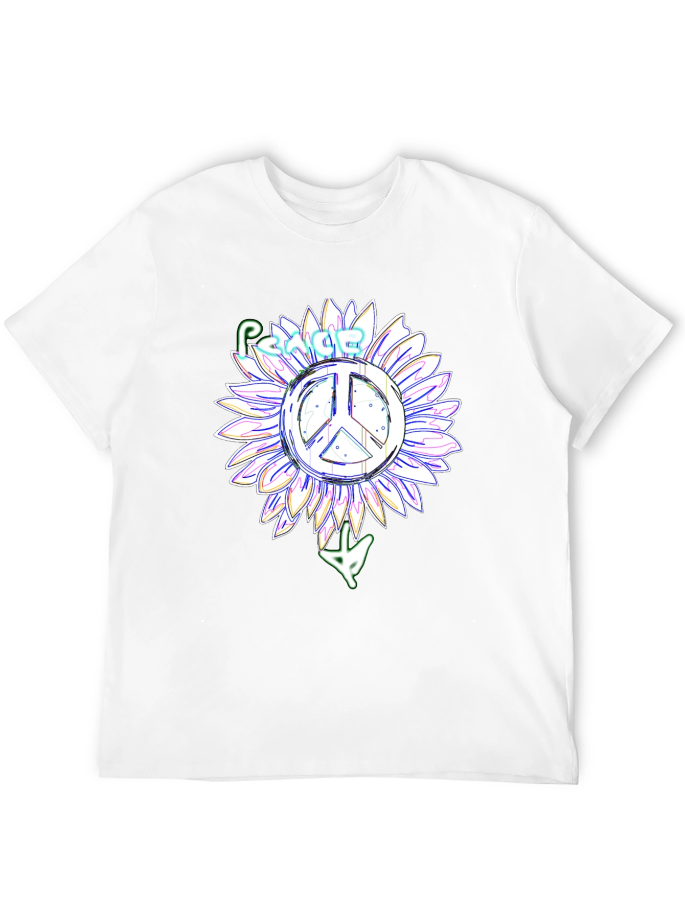 Peace Sign Sunflower Black T-Shirt