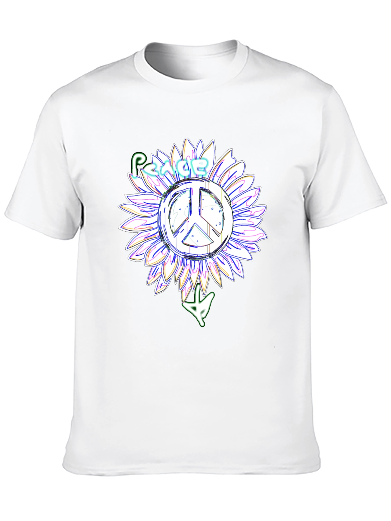 Peace Sign Sunflower Black T-Shirt