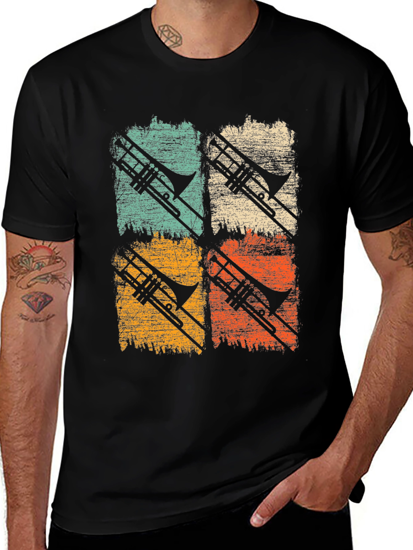 Retro Trombone T-Shirt - Musician Apparel