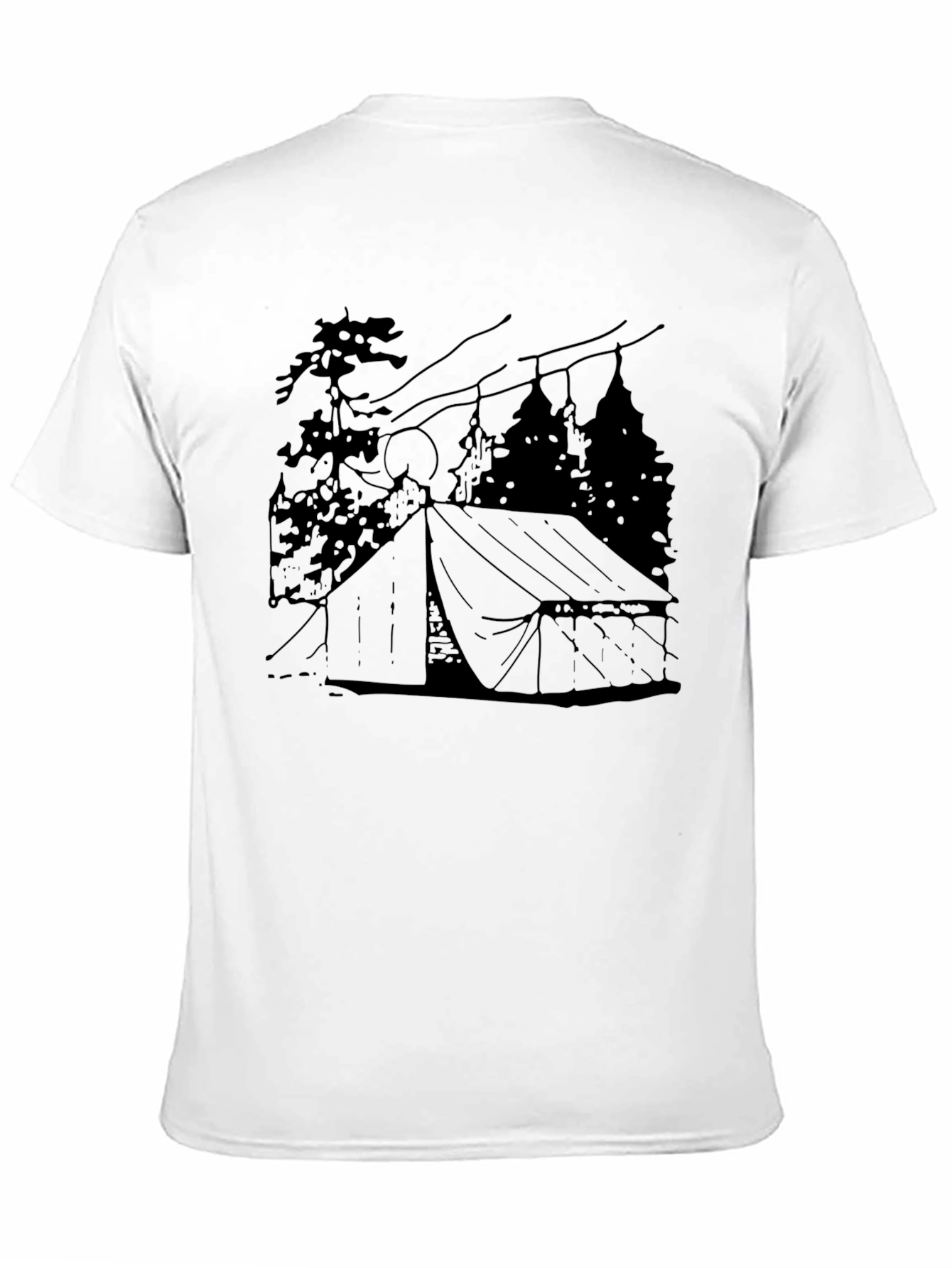 Camping Tent Graphic Tee - Black Cotton