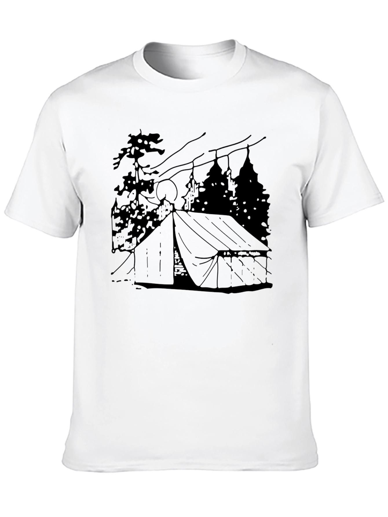 Camping Tent Graphic Tee - Black Cotton