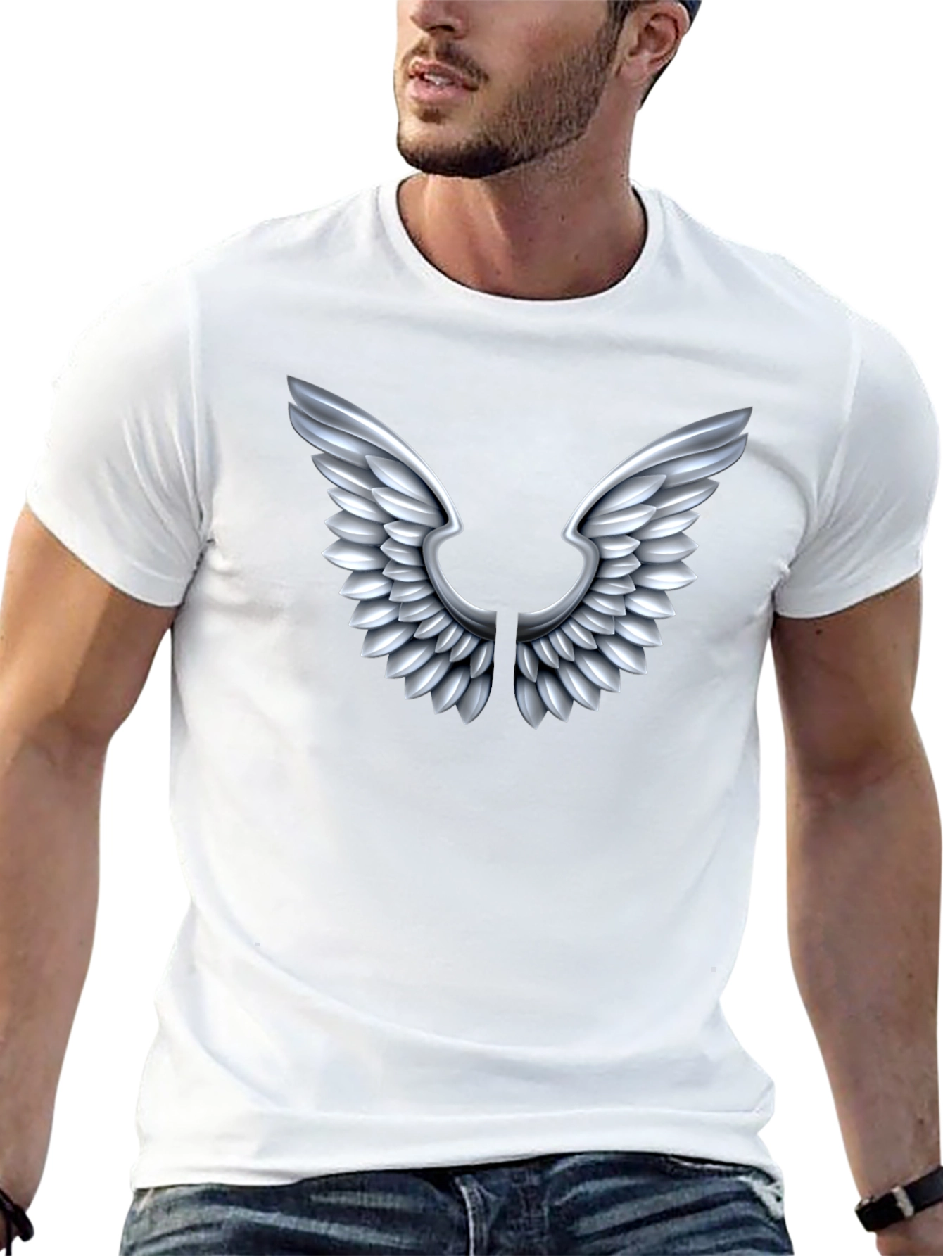 Winged Graphic Tee - Black Cotton Comfort