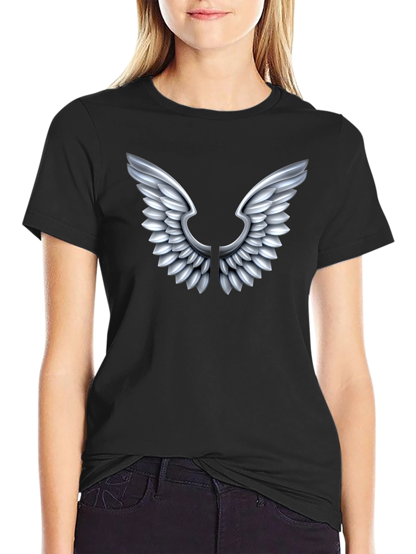 Winged Graphic Tee - Black Cotton Comfort